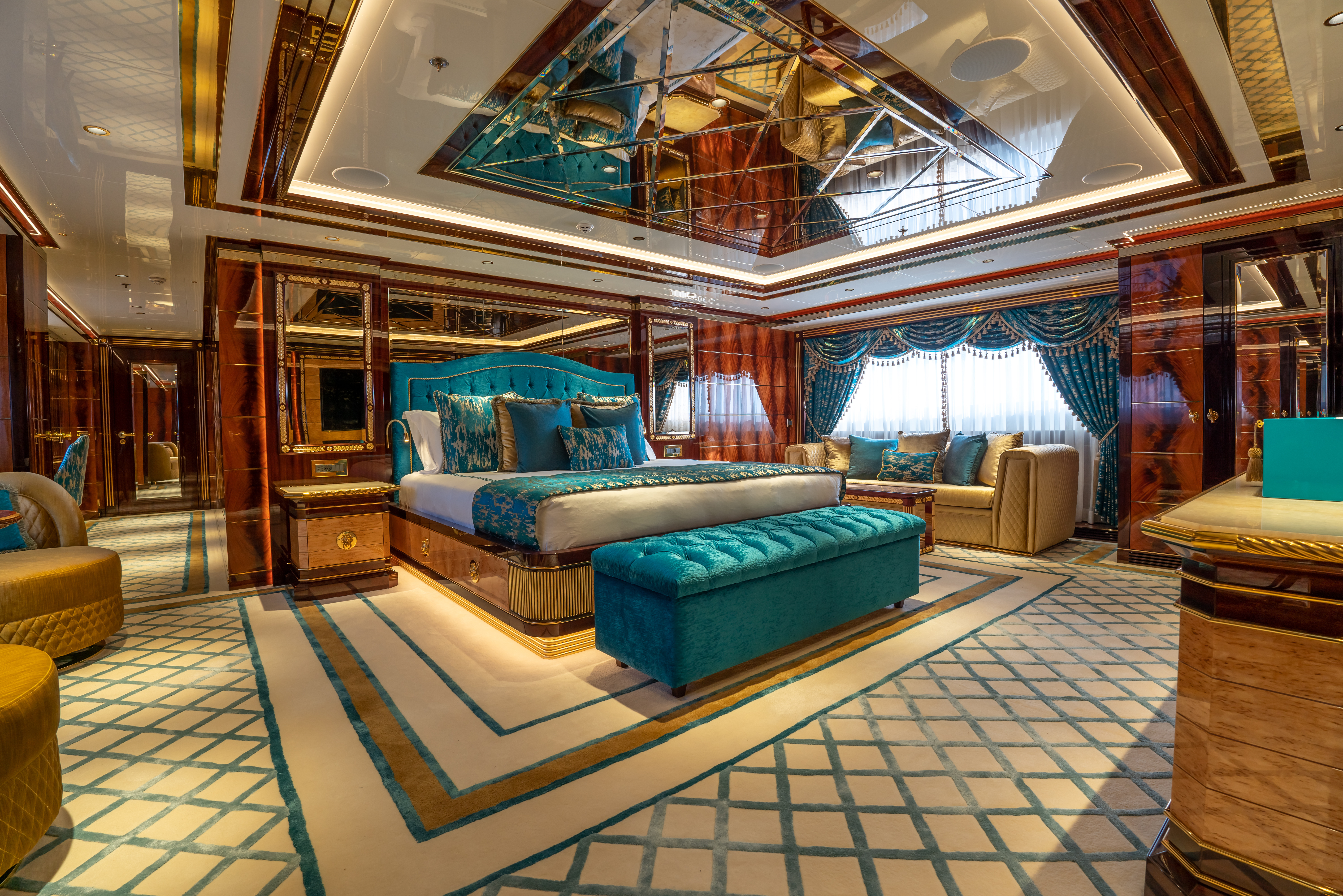 Highlights of the Monaco Yacht Show 2023 - Master Bedroom suite on Jewels Yacht, owned by Turquoise Yachts