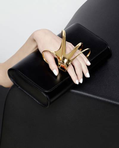 Perrin Paris x Zaha Hadid clutch bag in gold and black