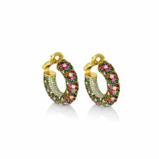 Niquesa Starlight multicolour earrings with white diamonds, rubies, black diamonds and sapphires set in yellow gold, £14,000