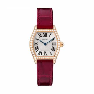 Tortue watch, small model, in 18 carat pink gold, with diamonds