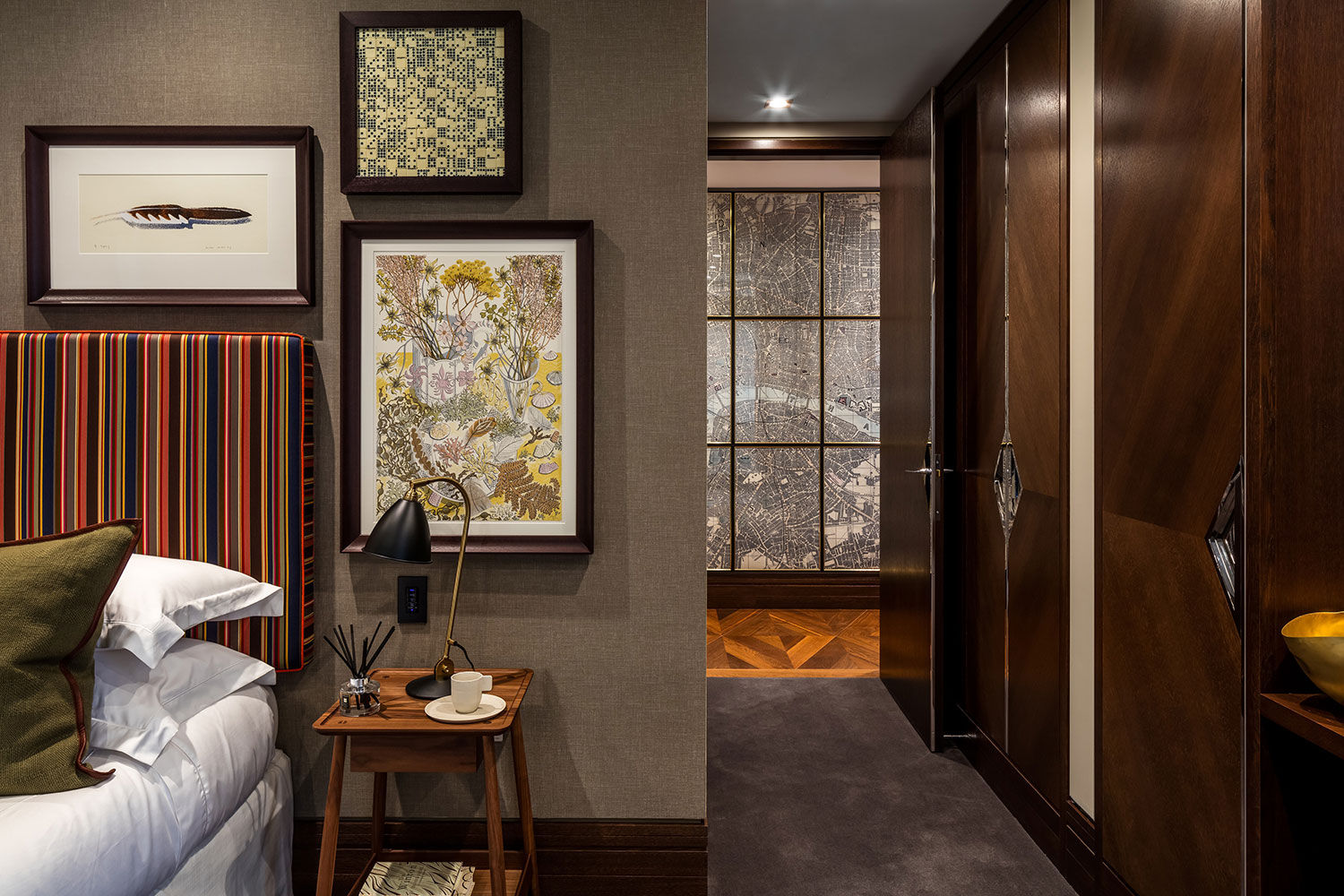One of three bedrooms inspired by fashion designers (Paul Smith, Burberry and Alexander McQueen Berkeley-Homes_One-Tower-Bridge_Paul-Smith-inspired-interiors-2