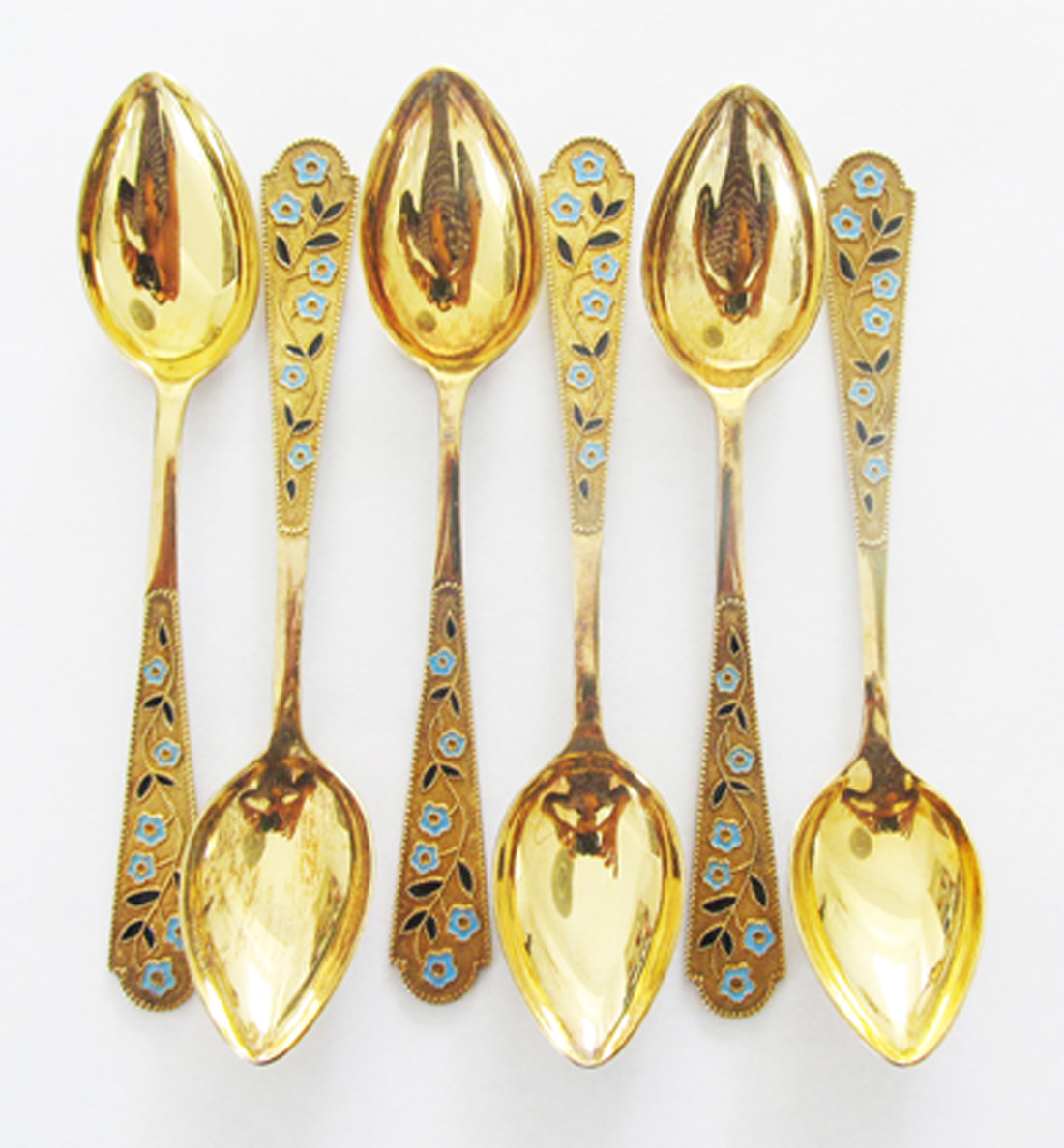 Russian-silver-gilt-and-enamel-dessert-spoons-Leningrad-1930s-offere...