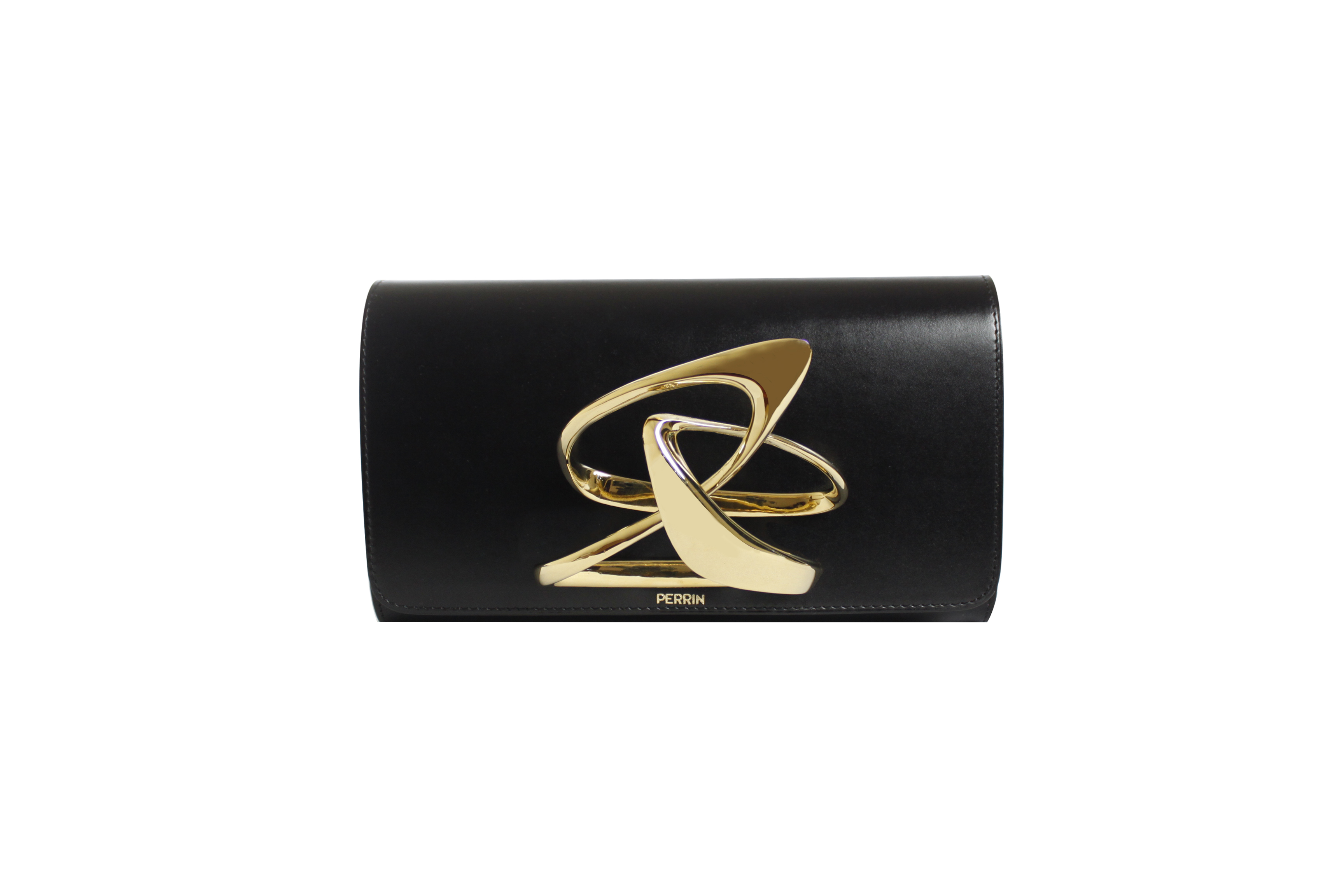 Perrin Paris x Zaha Hadid Strae clutch in black & gold