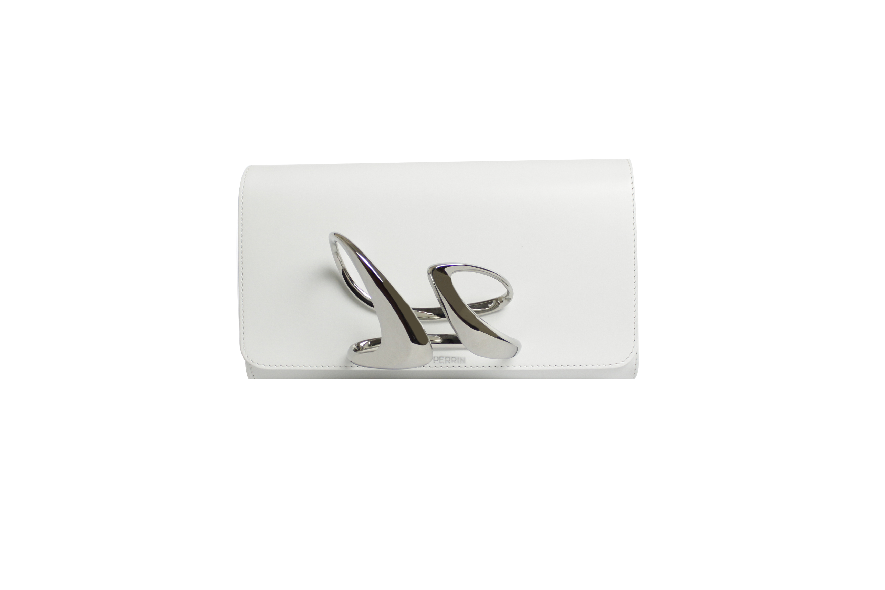 Perrin Paris x Zaha Hadid Strae clutch in white & silver