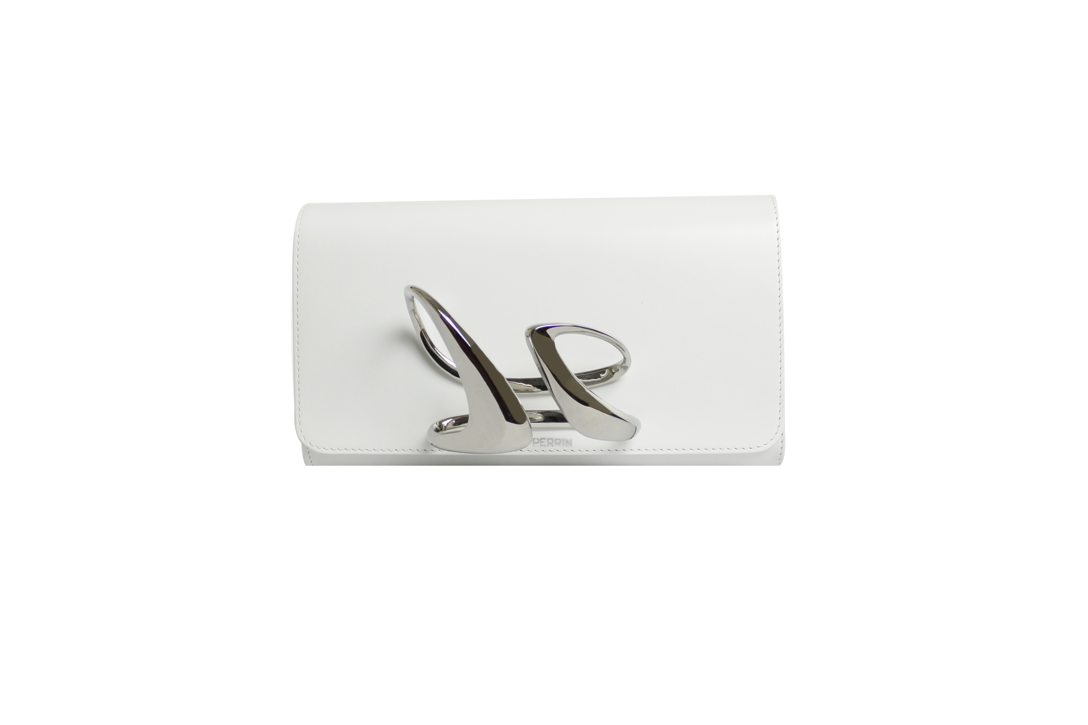 Perrin Paris x Zaha Hadid Strae clutch in white & silver