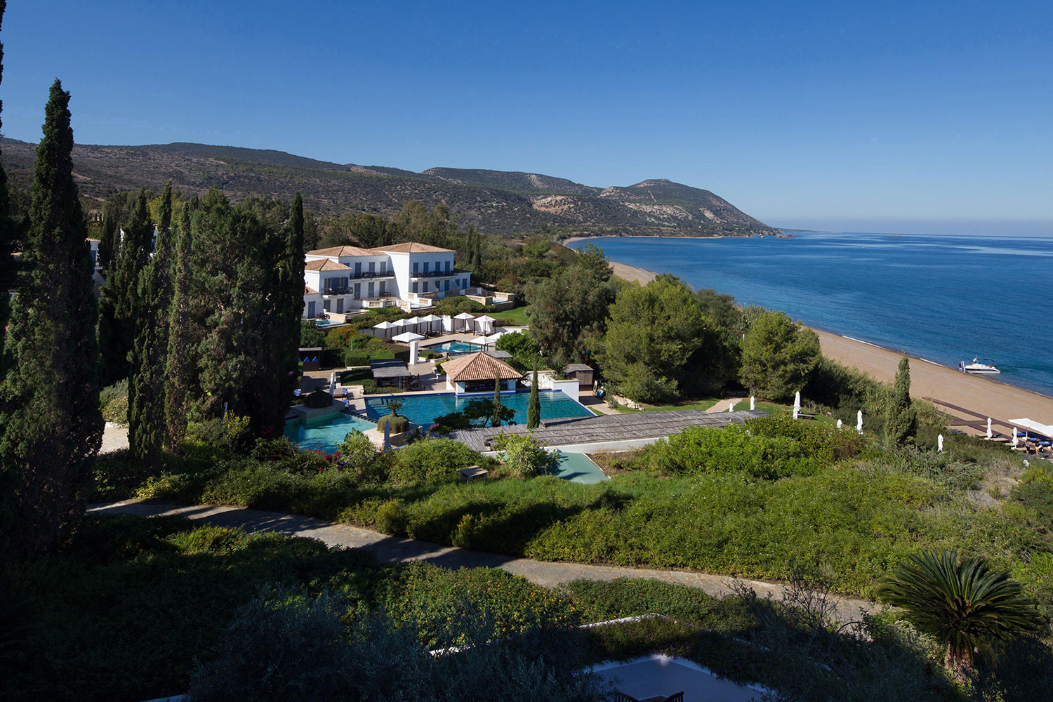 An Anassa terrace view overlooking the sea