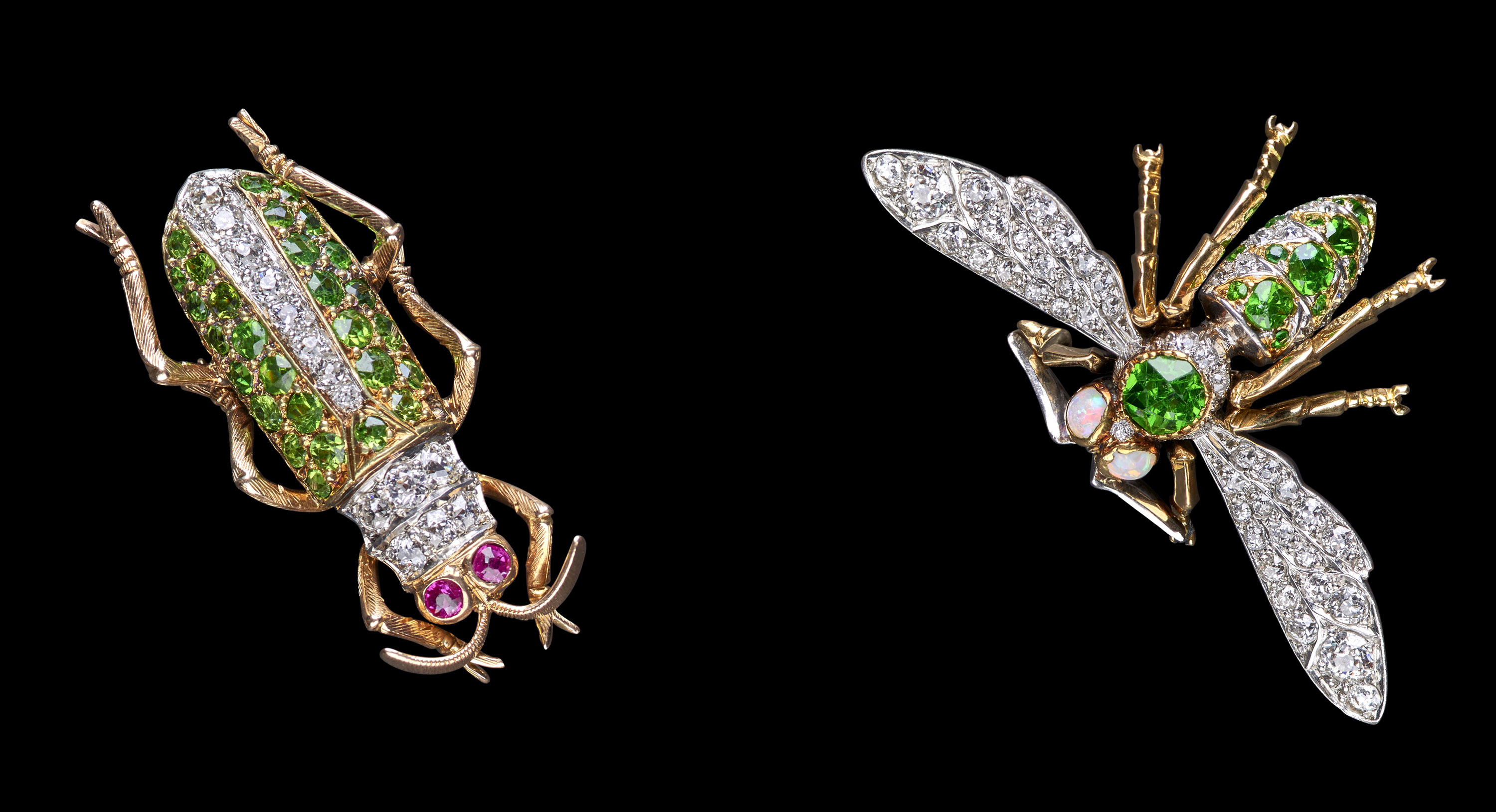 Two 19th Century beetle and fly brooches by Eliane Fattal