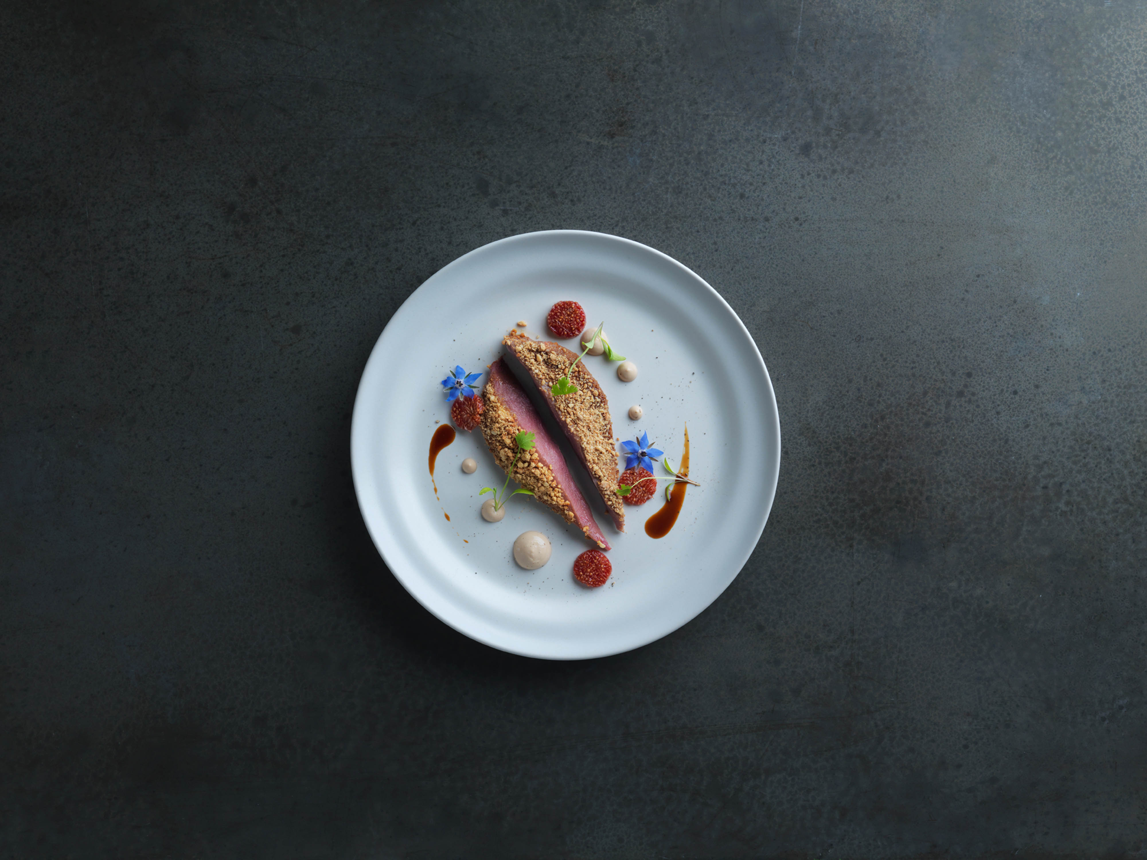 Duck breast with cashew, tamarind freekah and pickled plums by Chantelle Nicholson, chef patron at Tredwells duck