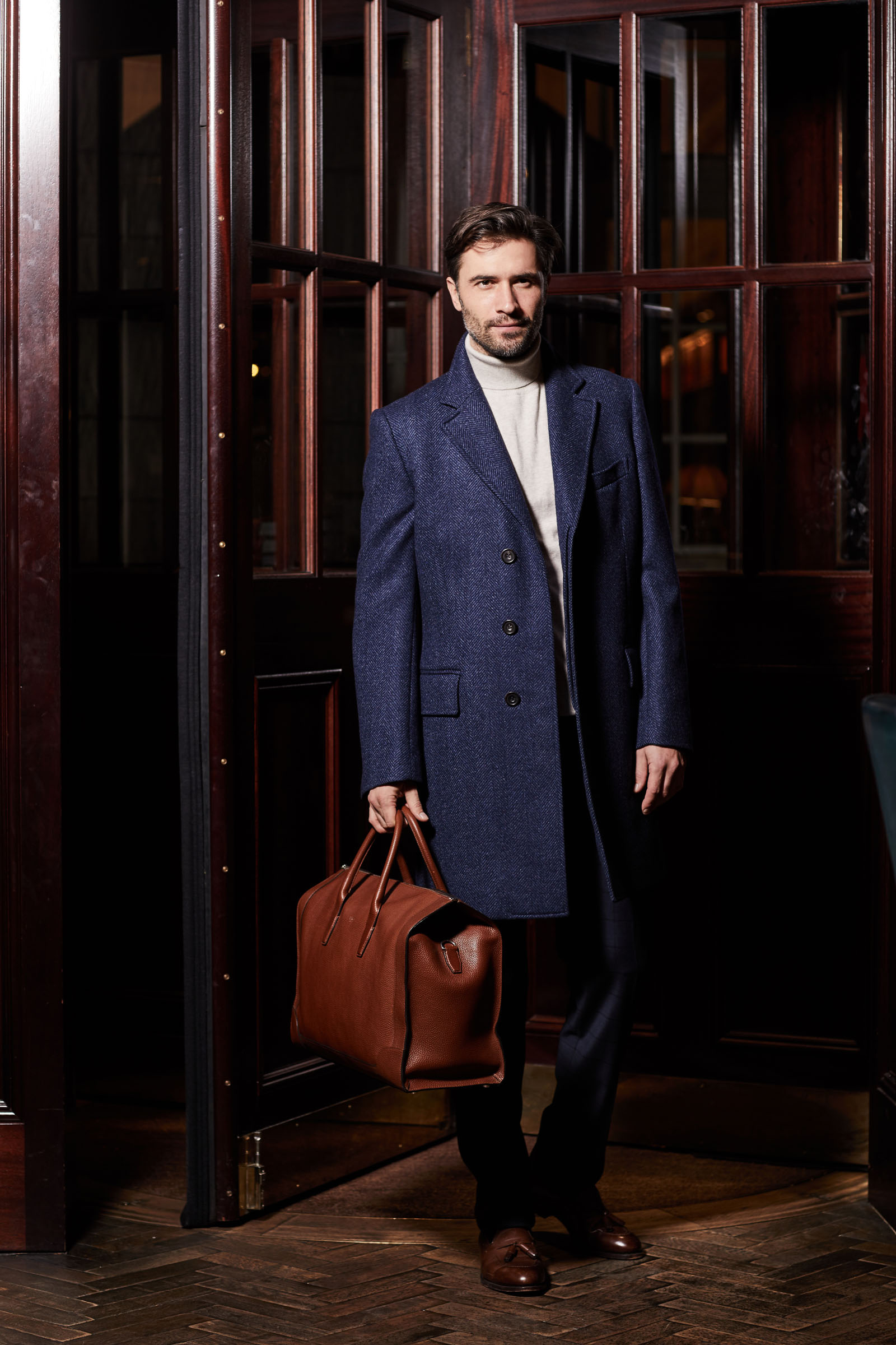 Navy herringbone coat, Chester Barrie Black Label Navy herringbone coat, Chester Barrie Black Label