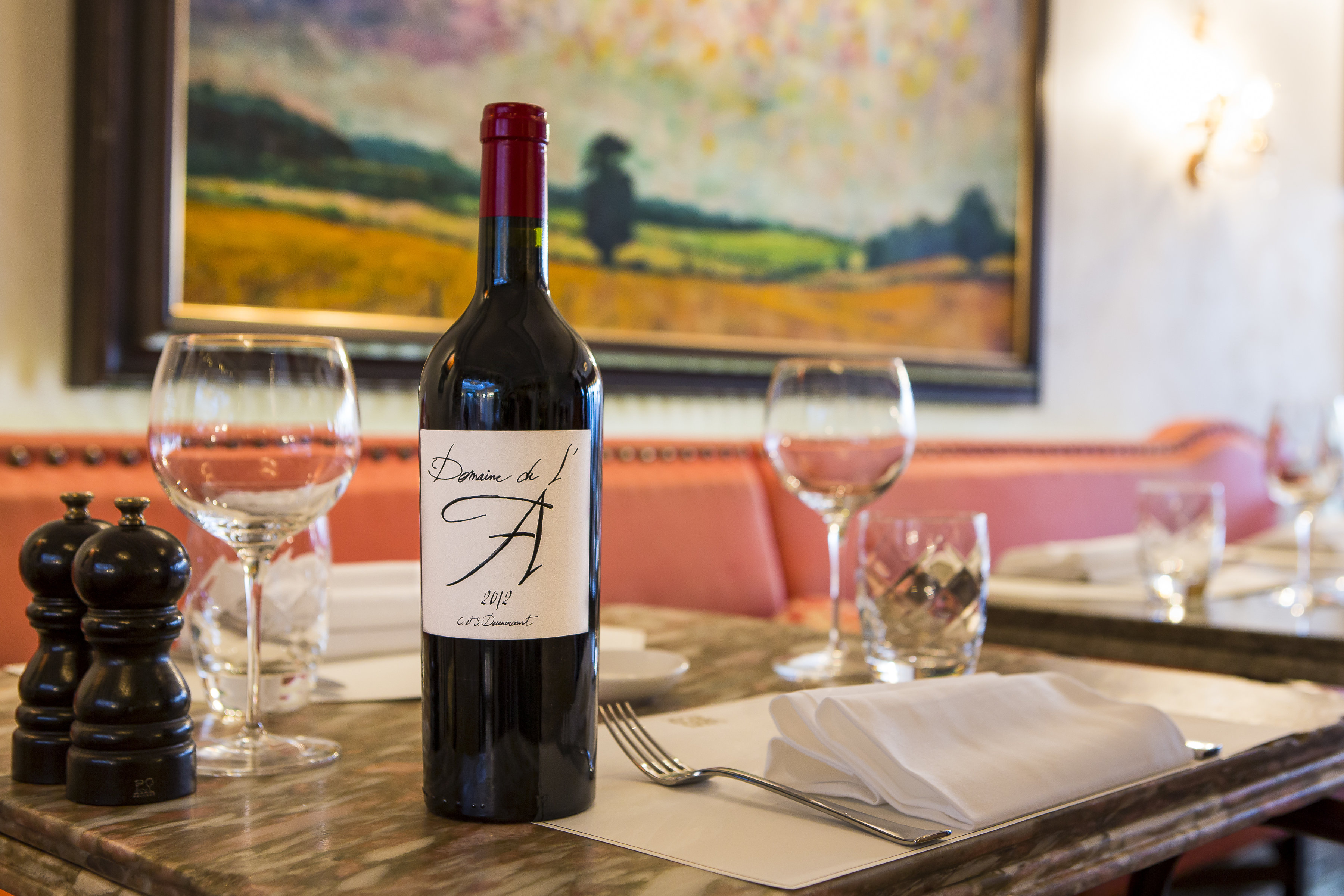 wine bottle on table