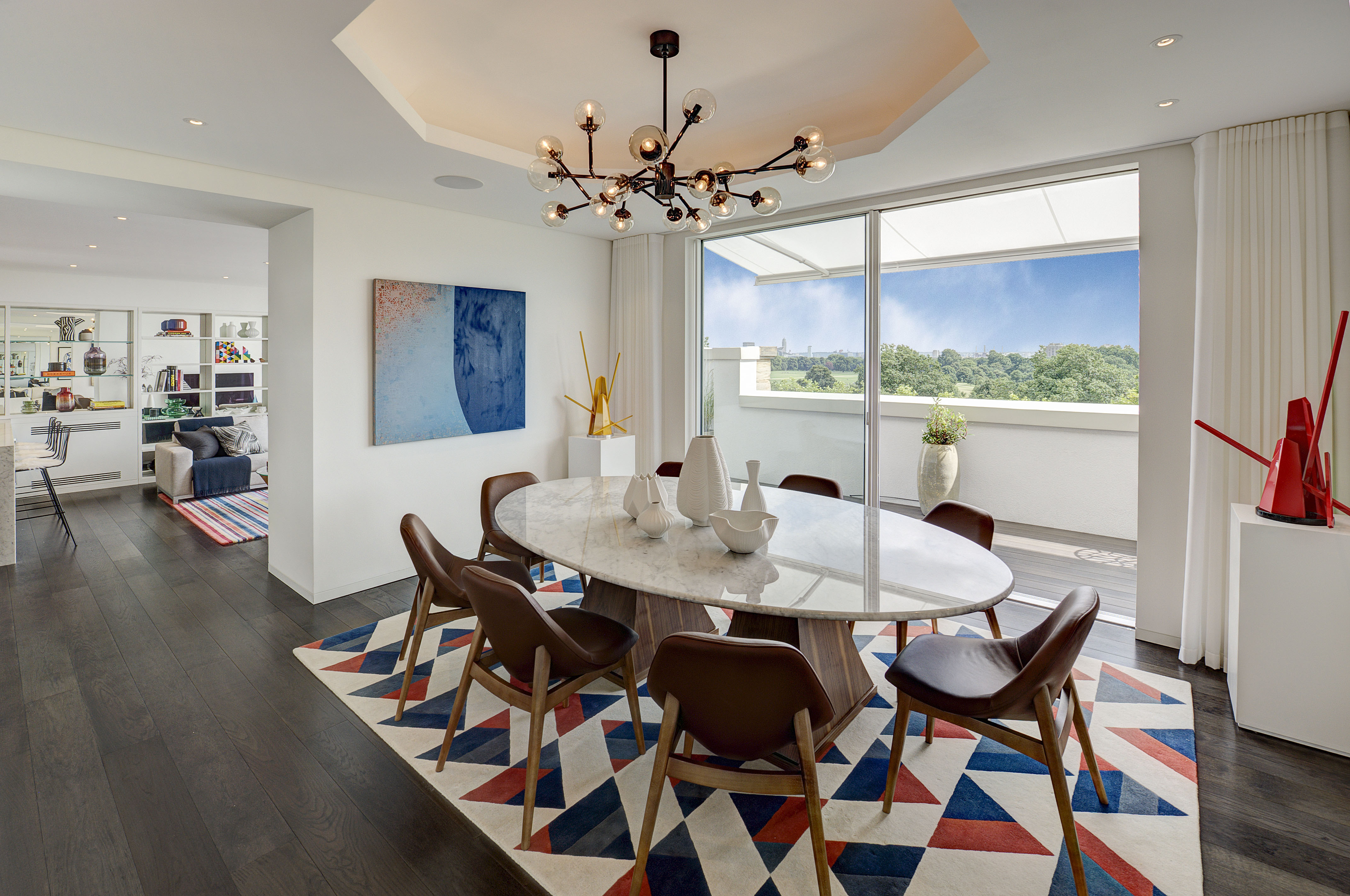 Dining space in a penthouse at Hampshire House, which overlooks Hyde Park Hampshire House