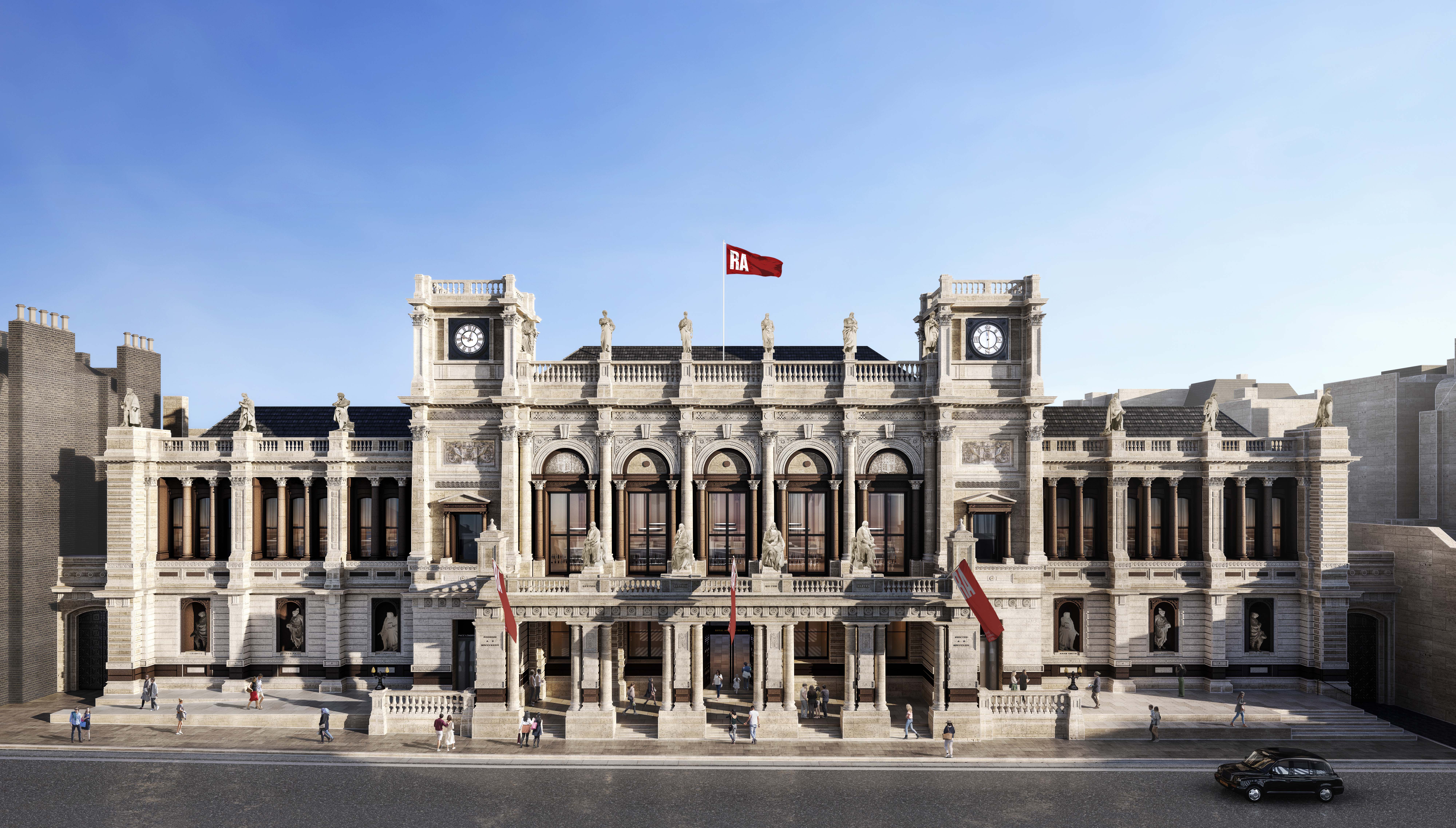 Façade of the Royal Academy's Burlington Gardens in 2018 Façade of the Royal Academy's Burlington Gardens in 2018
