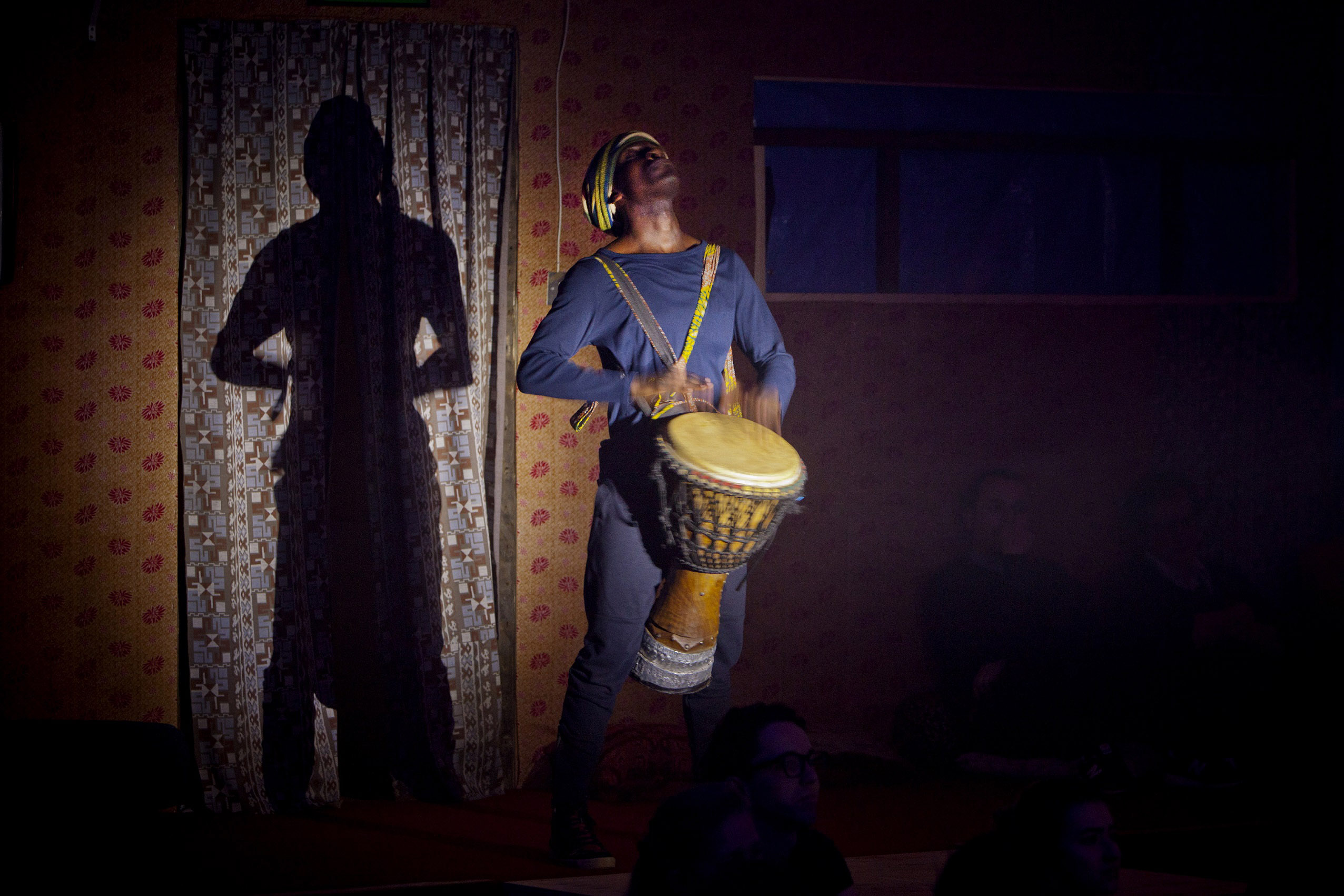 John Pfumojena Okot in The Jungle at the Young Vic The Jungle