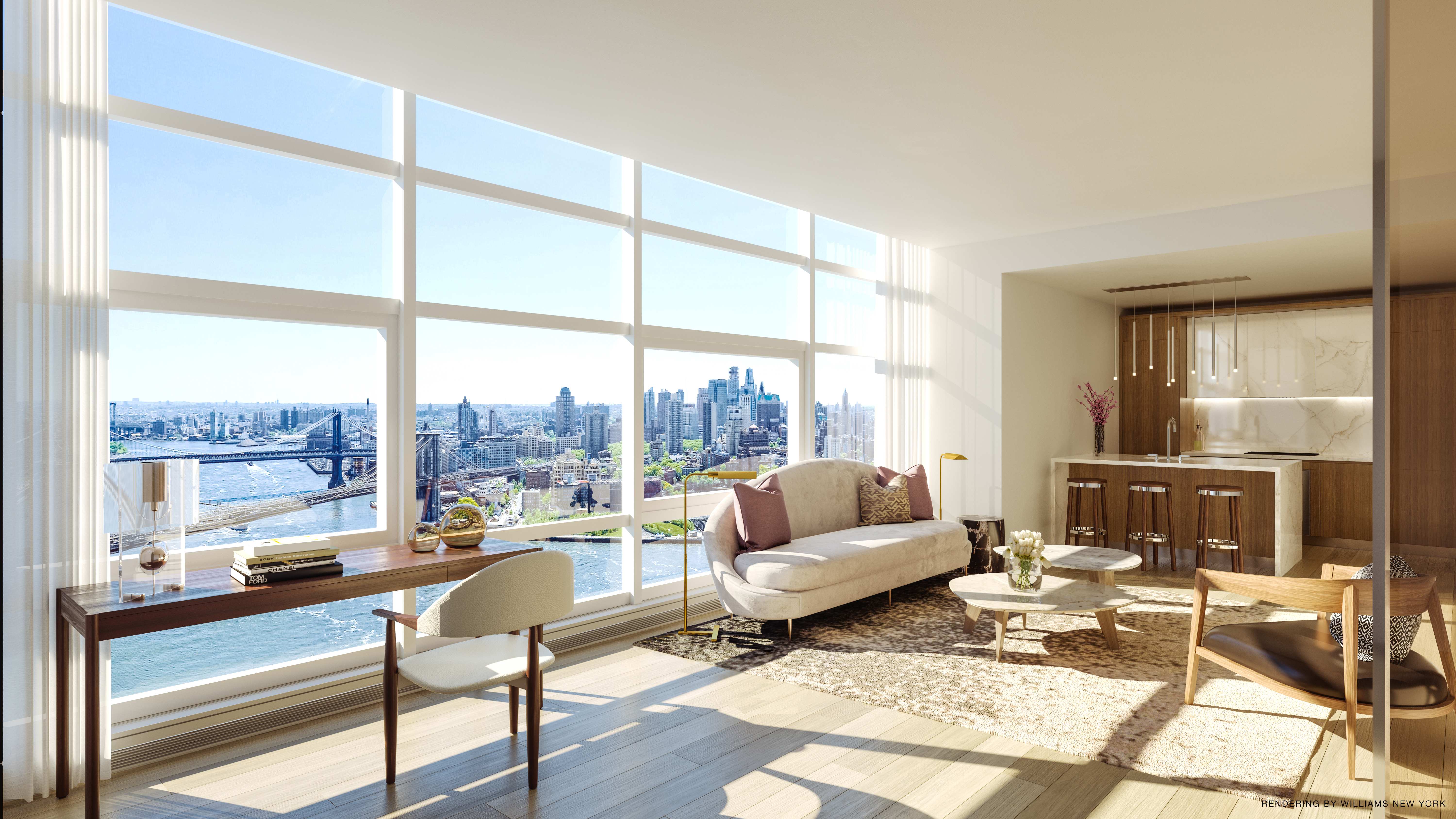 Apartments at 1 Seaport, offer views over the Hudson river