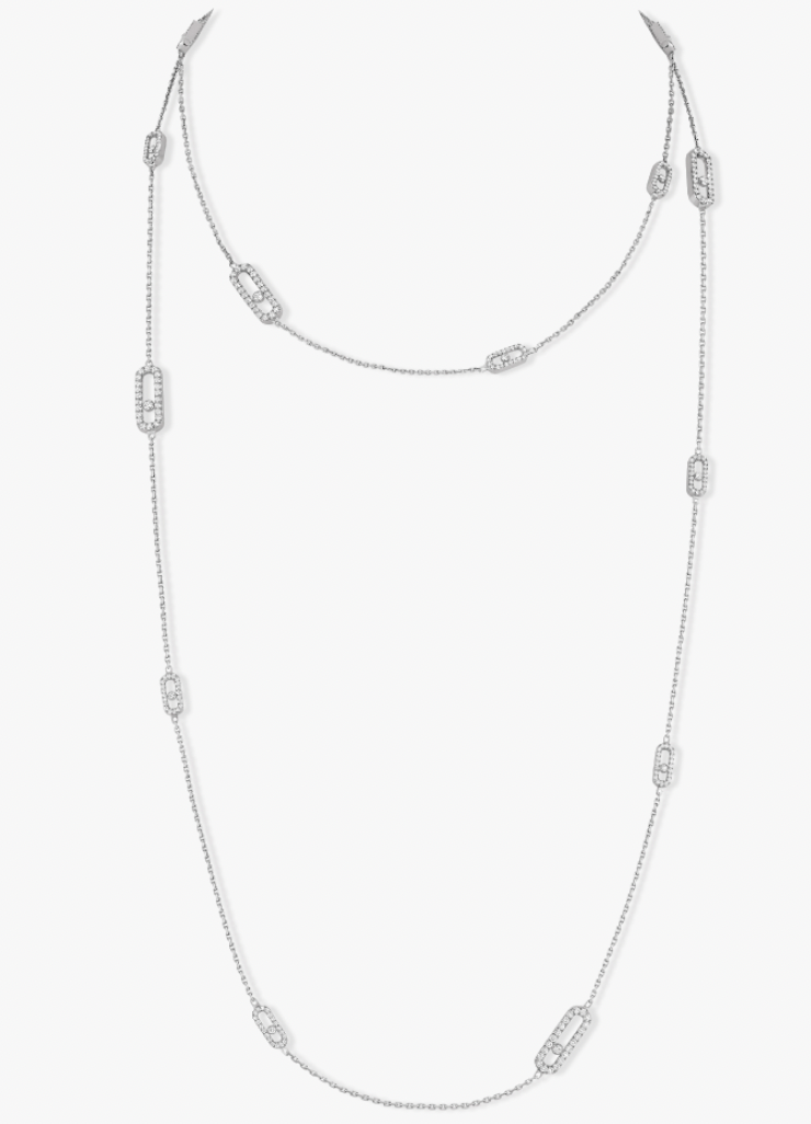 Messika Move Uno white gold diamond long necklace