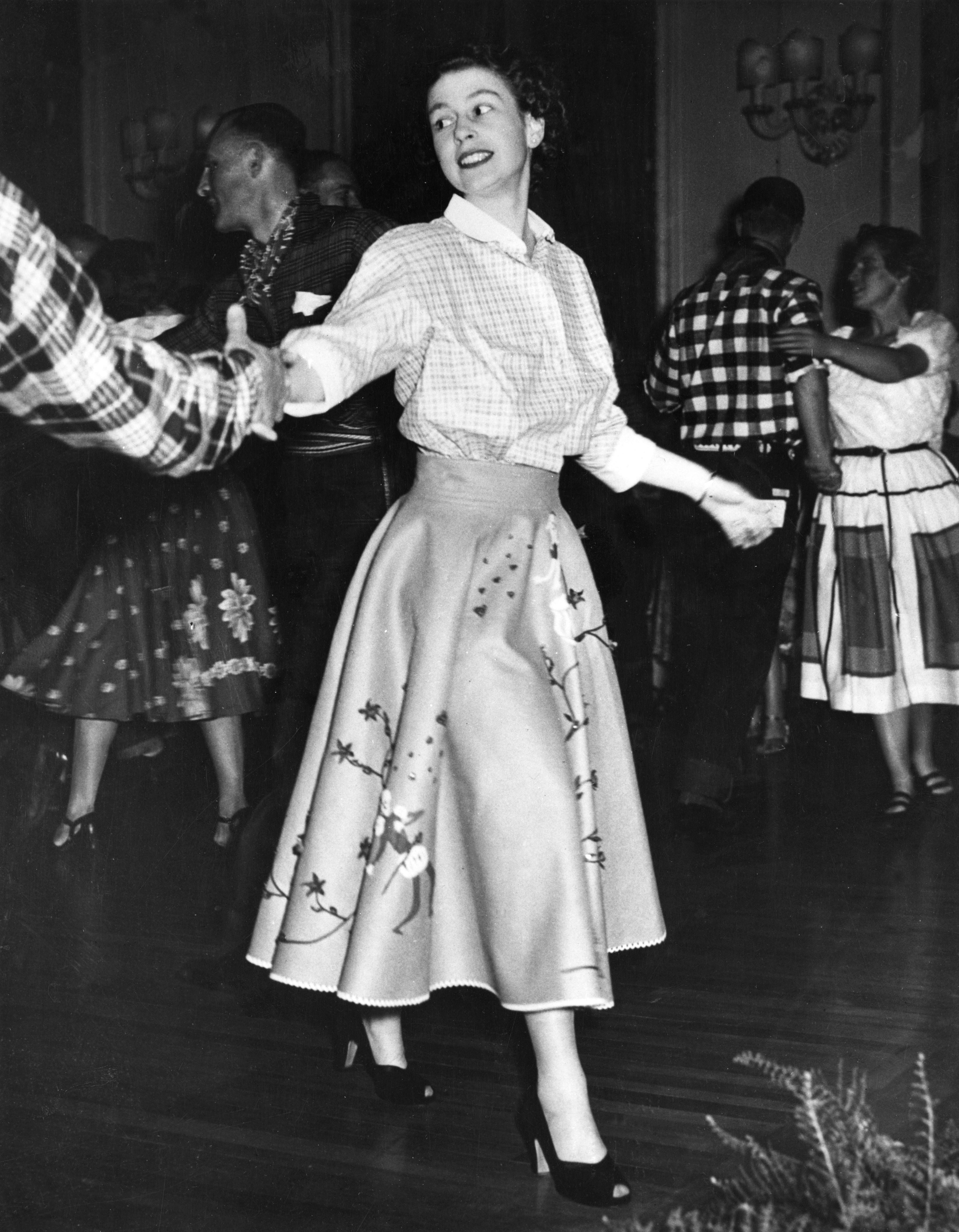 Queen Elizabeth Tribute -  The Queen dancing Princess Elizabeth (Queen to be) dancing a Canadian Square dance in  Ottowa during the Canadian Royal tour in 1951