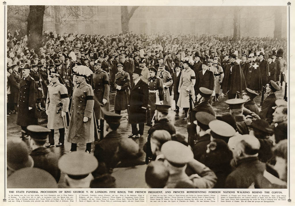 King George V State Funeral attended by kings and foreign dignitaries