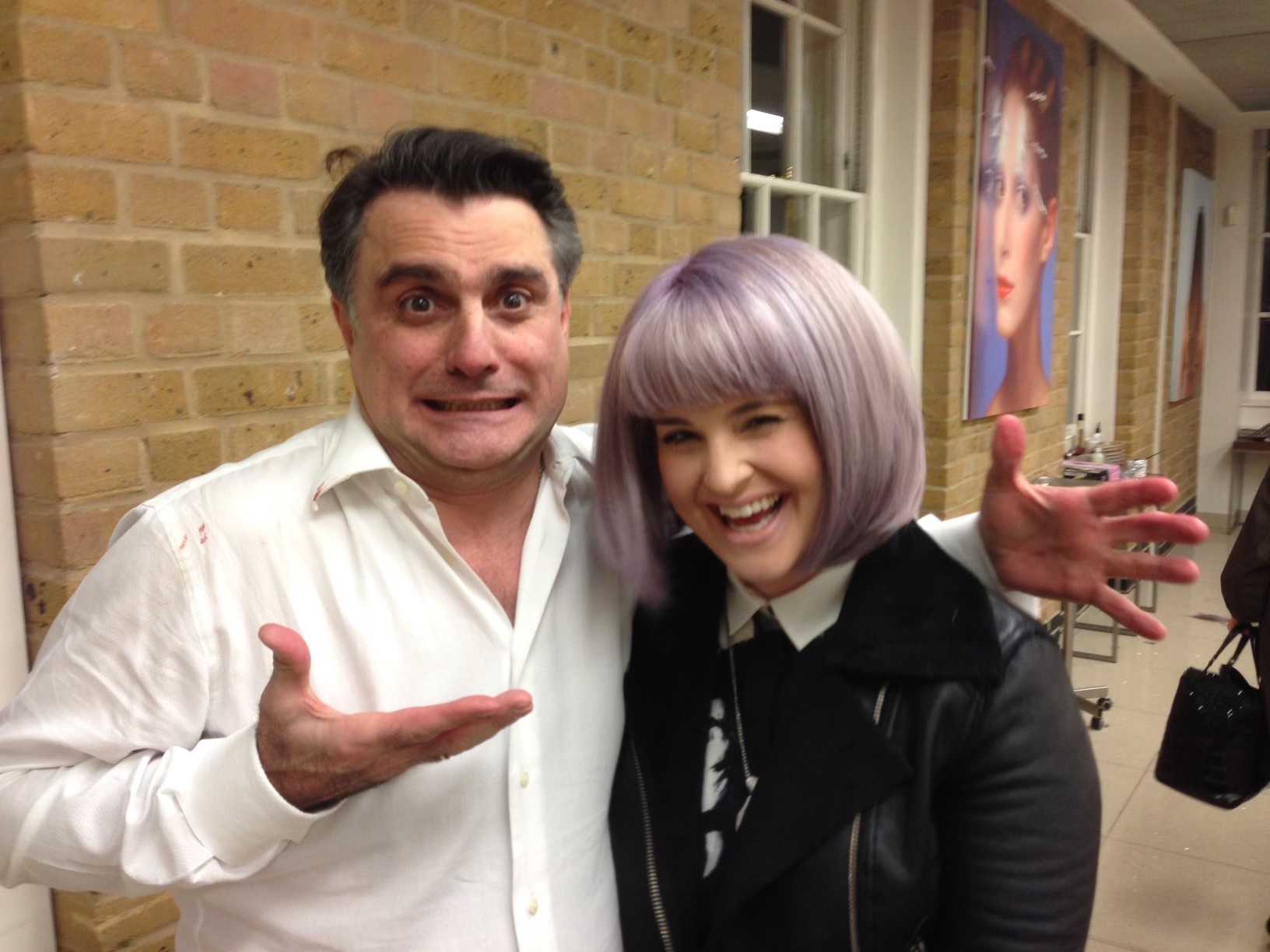 Hairdresser Lino Carbosiero and Kelly Osbourne