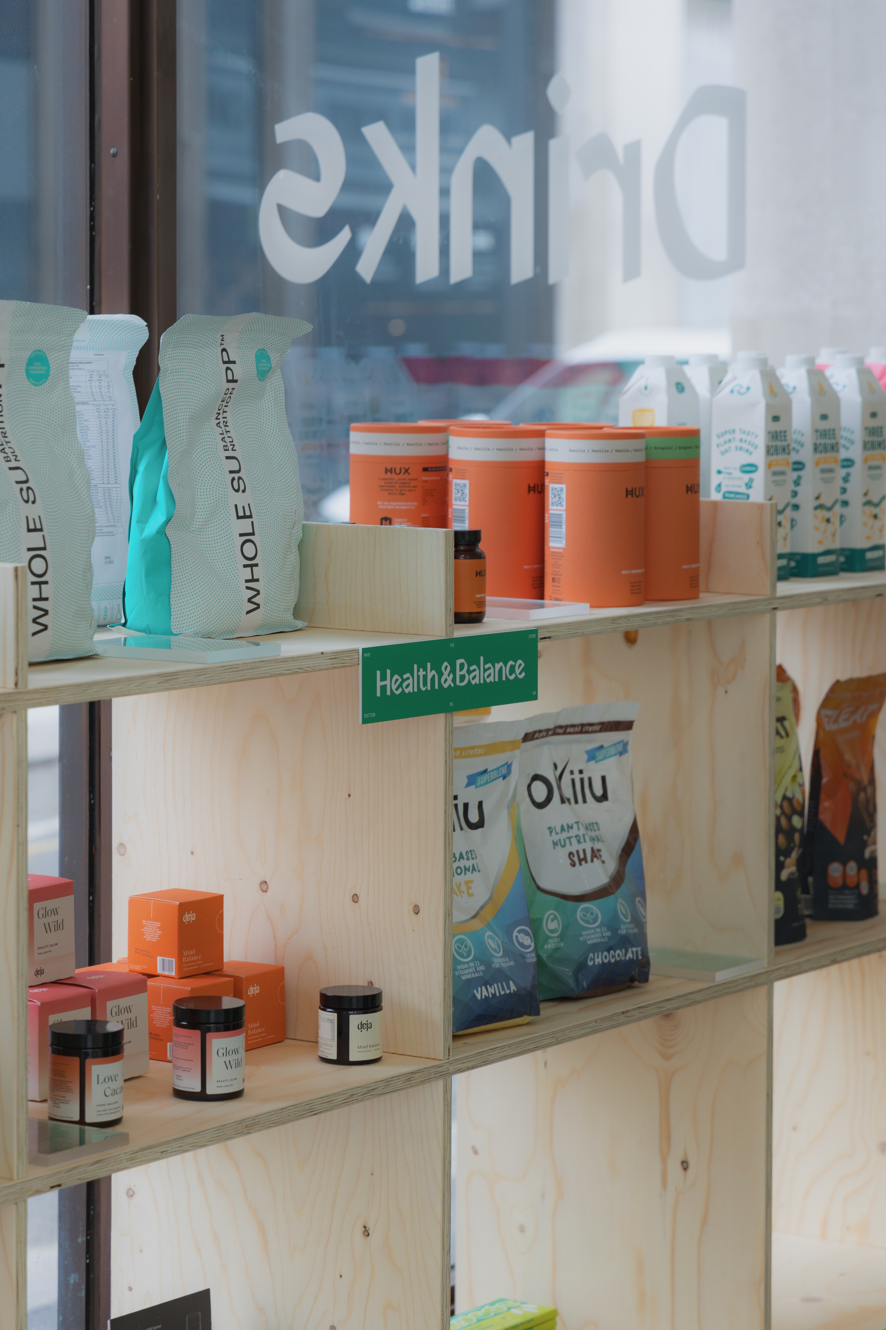 Raye Pop-Up on Regent Street Products available at Raye wellbeing grocery