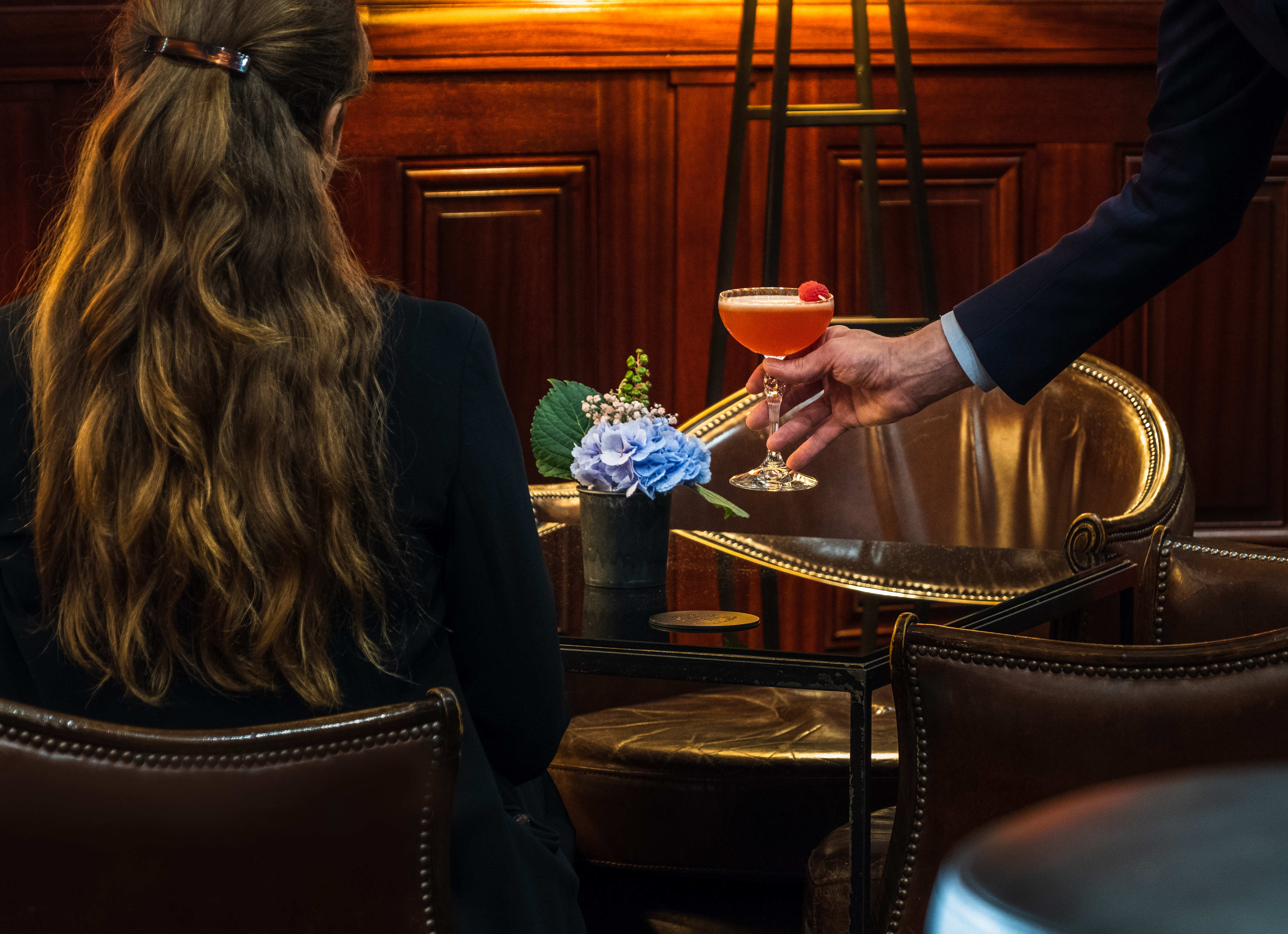 Sipping a cocktail at Hotel Pont Royal