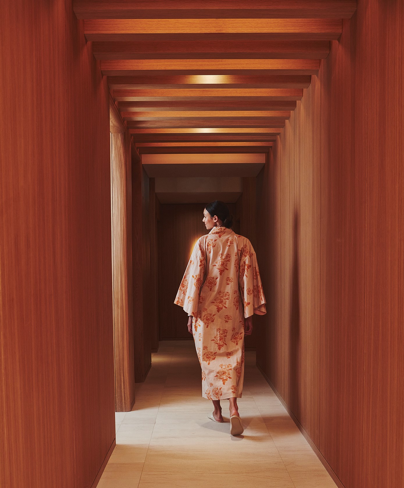 Guests receive a Japanese kimono to wear at The Claridges Day Spa