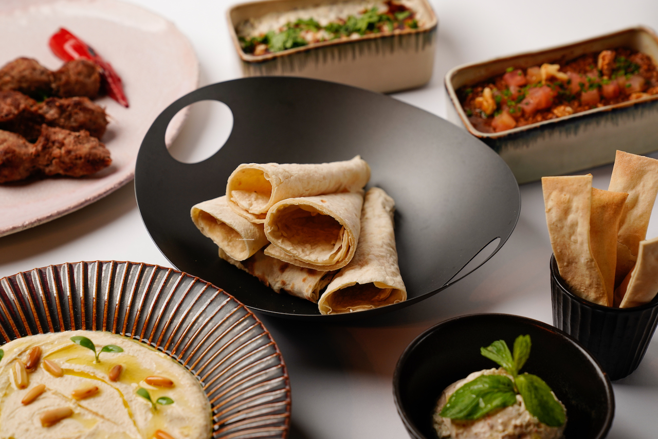 The Lavash Bread and Dips at Lusin, Mayfair