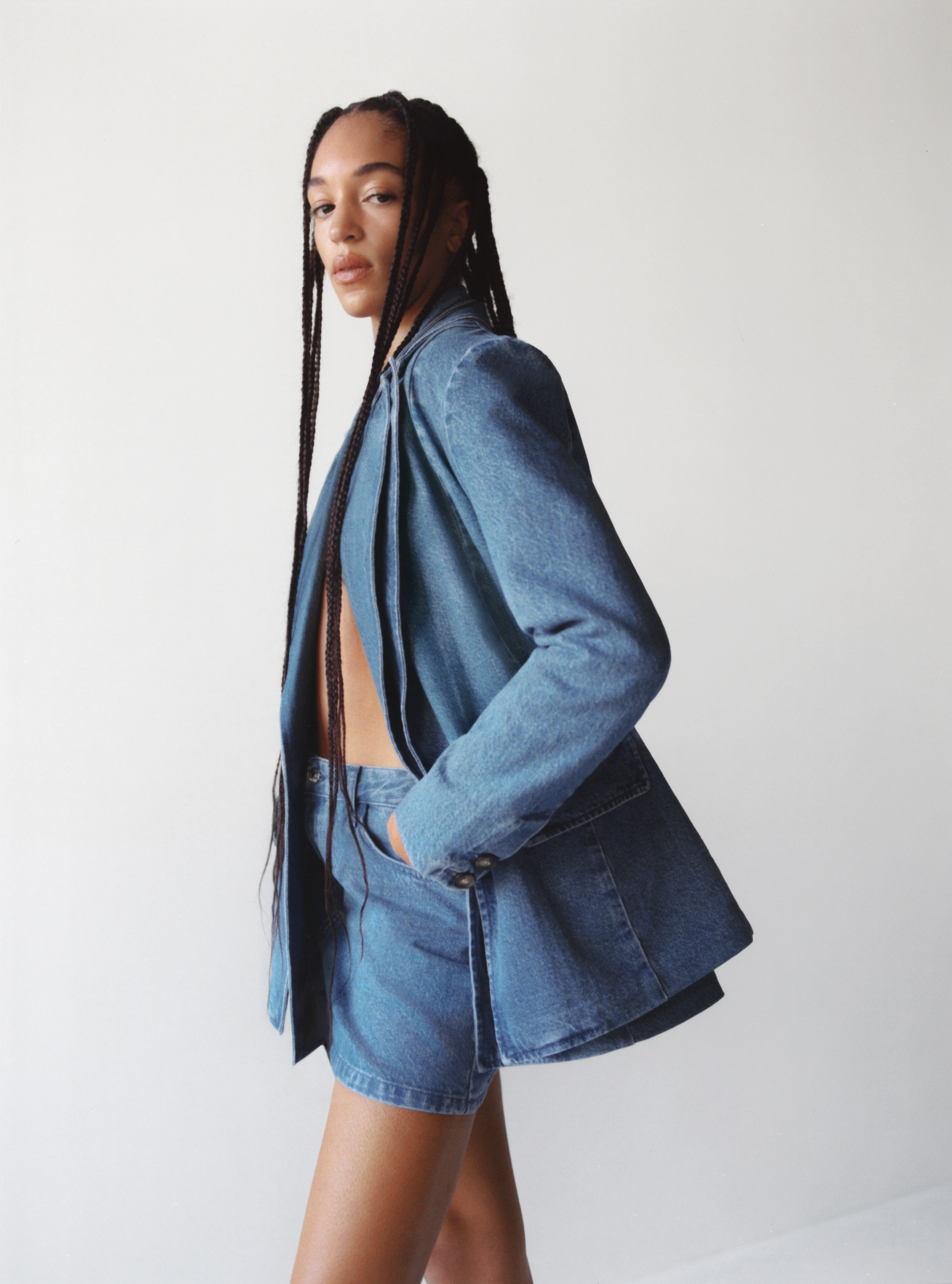 Denim blazer, by Mango