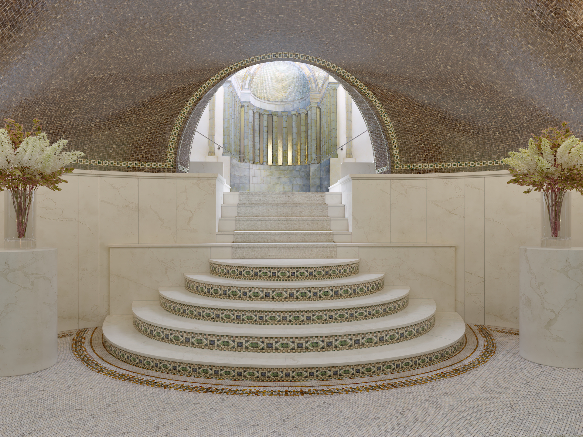 The hallway of the Tiffany Ayer Mansion