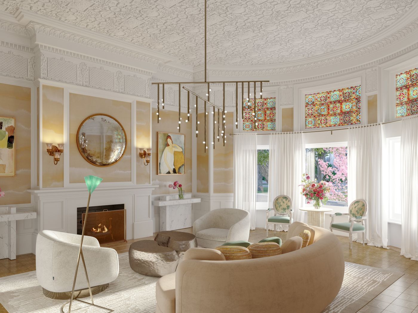 Lounge at Tiffany Ayer Mansion