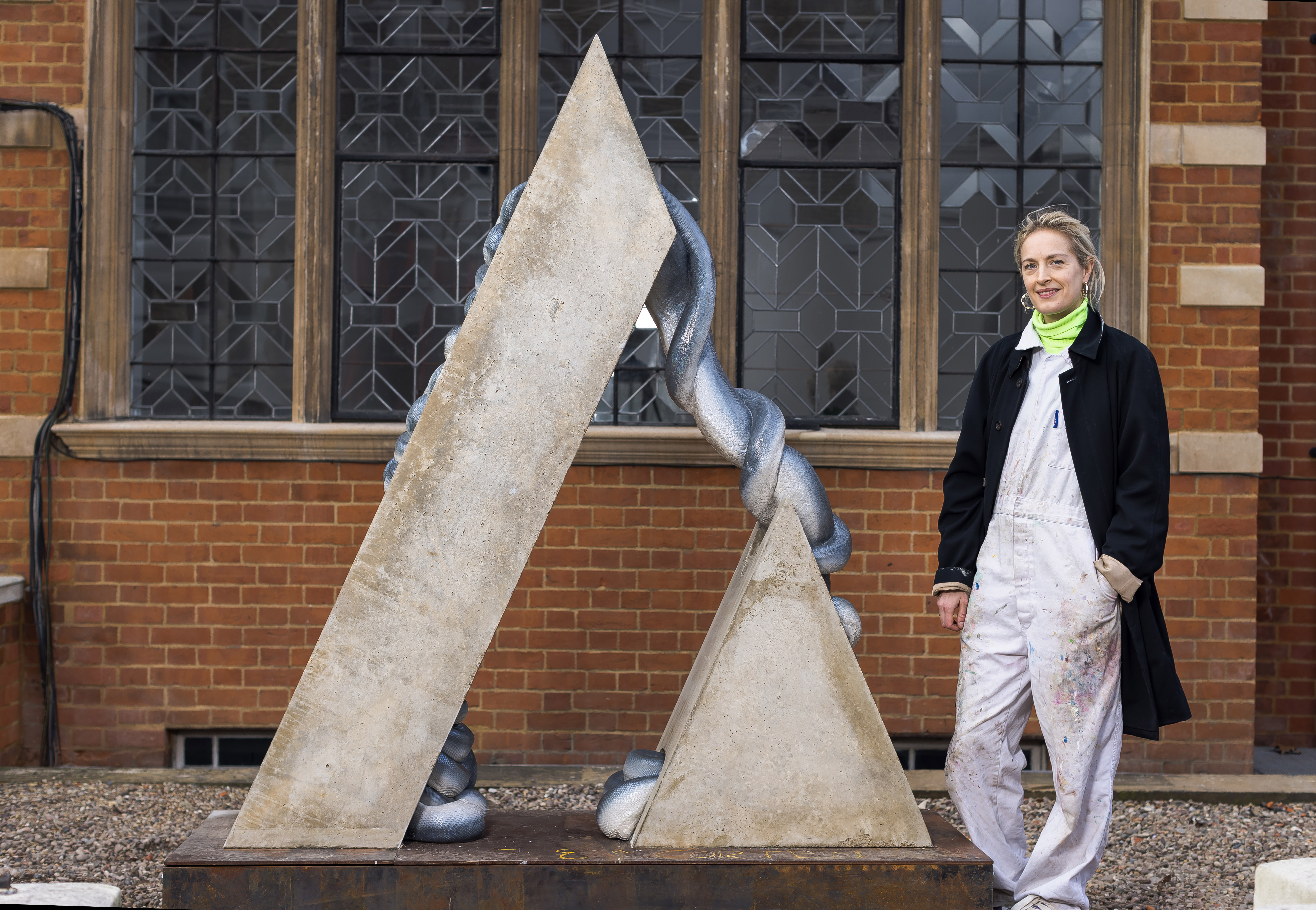 Polly Morgan with her sculpture