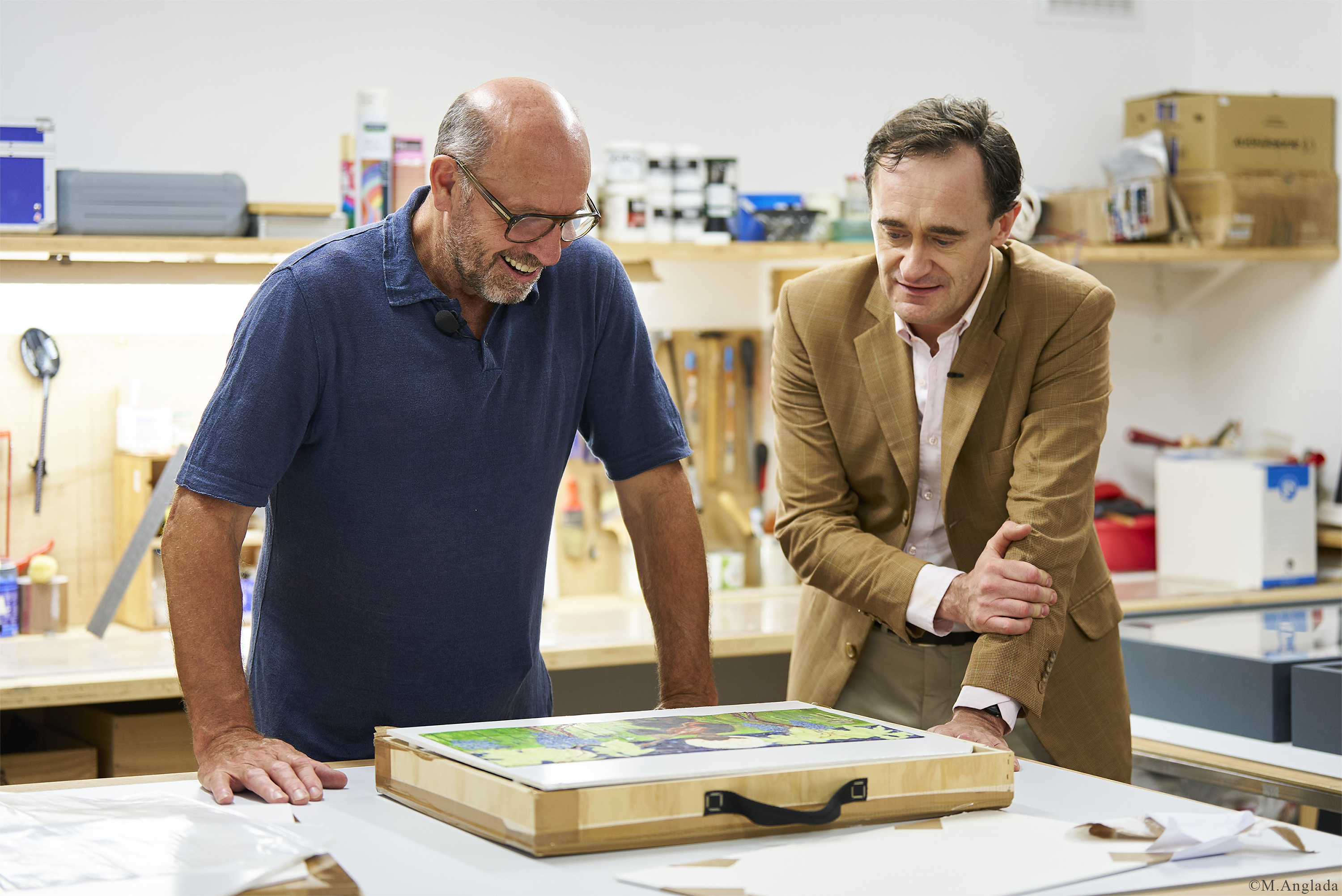 Peter Doig with Julien de Beaumarchais de Rothschild at Château Mouton Rothschild 