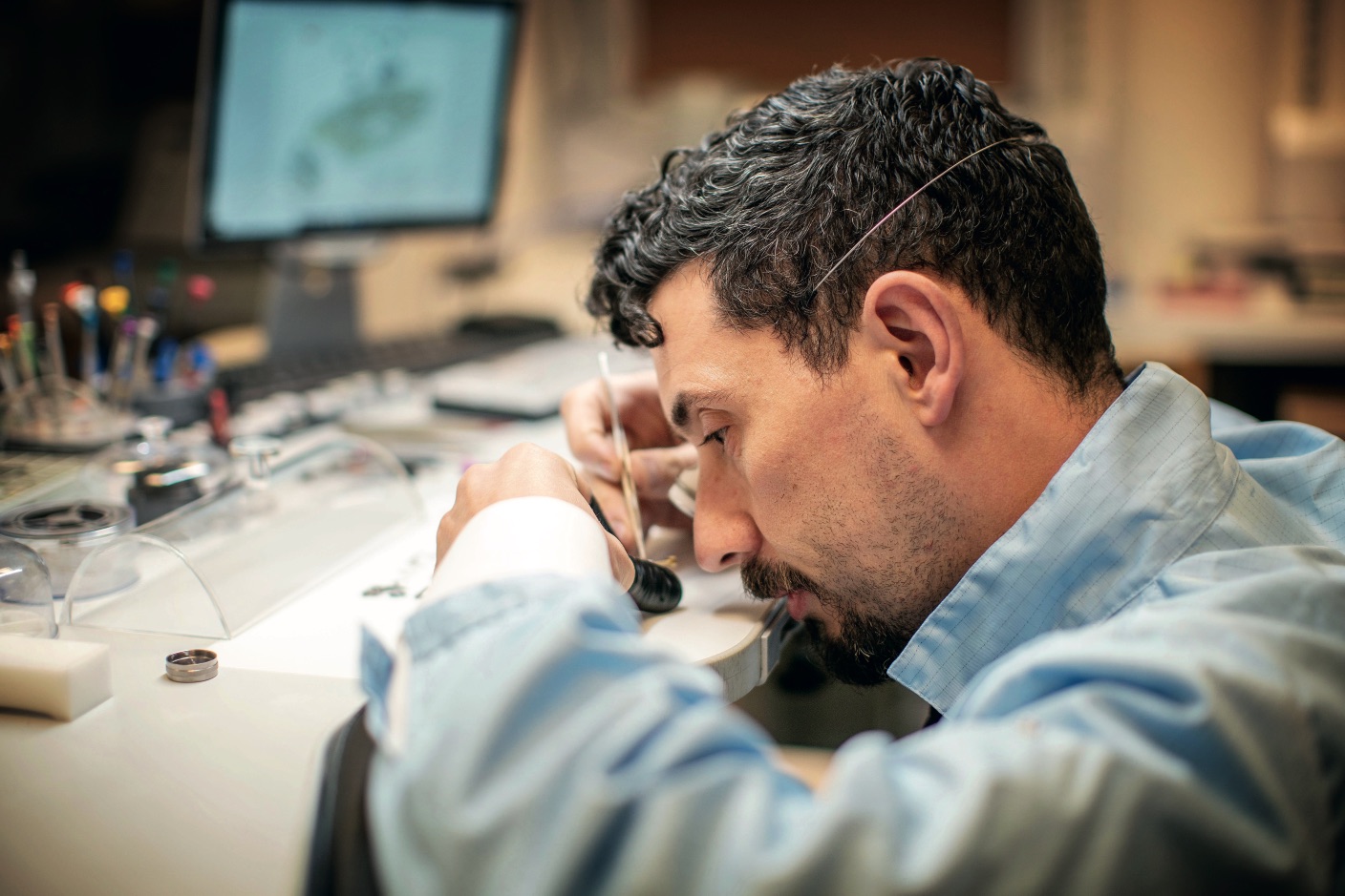 Thomas Mason repairing a Richard Mile watch