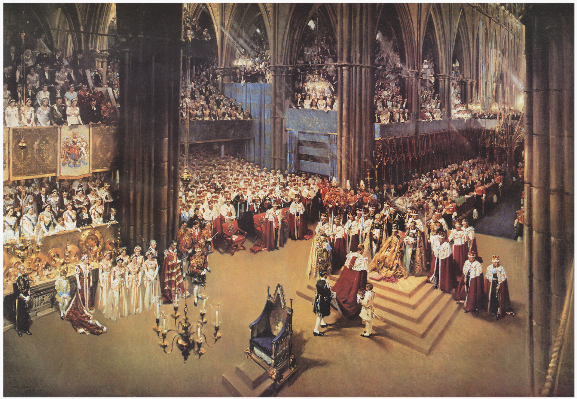 Terence Cuneo's spectacular painting of the Queen's Coronation, 1953