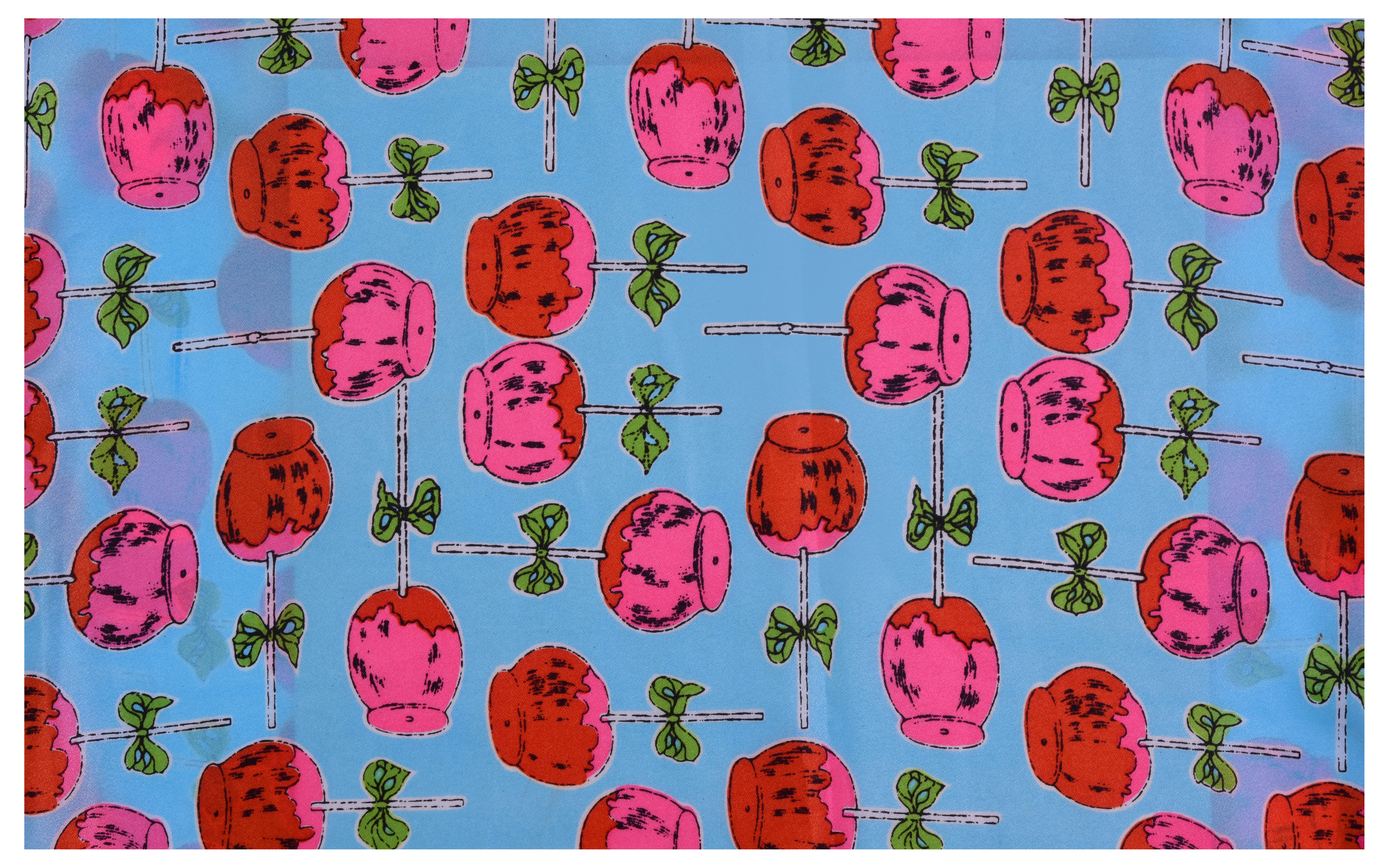 © 2022 The Andy Warhol Foundation for the Visual Arts, Inc. Licensed by DACS Textile of Candy Apples, silk by Stehli Silks
