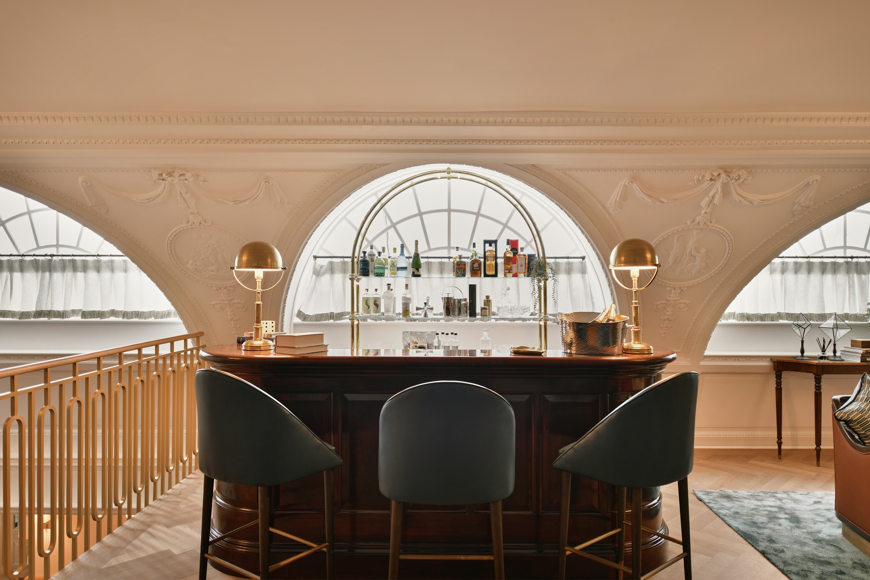 The bar at The Astor duplex at 9 Millbank