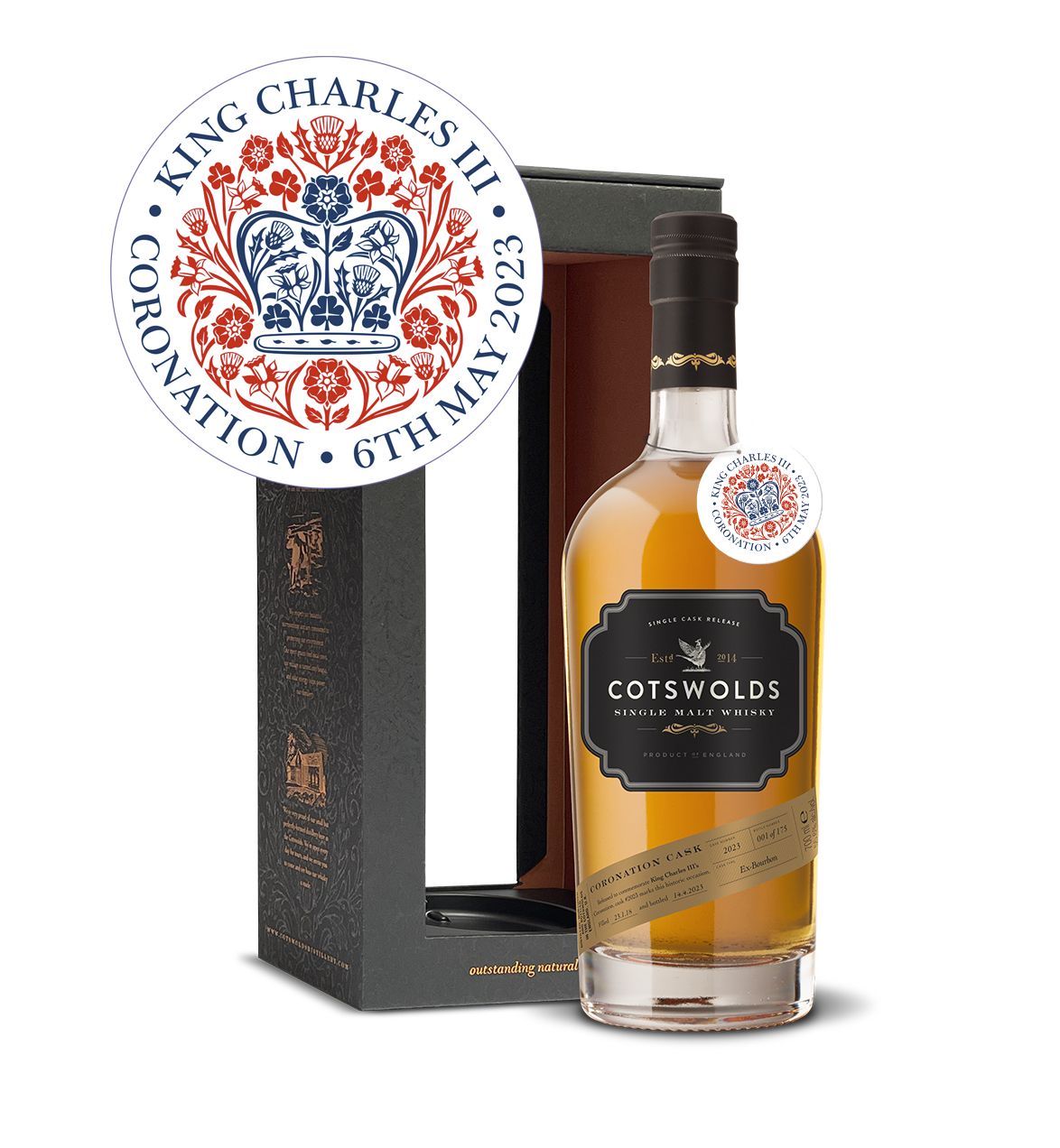 Cotswolds Distillery, Coronation Cask Single Malt Whiskey, 