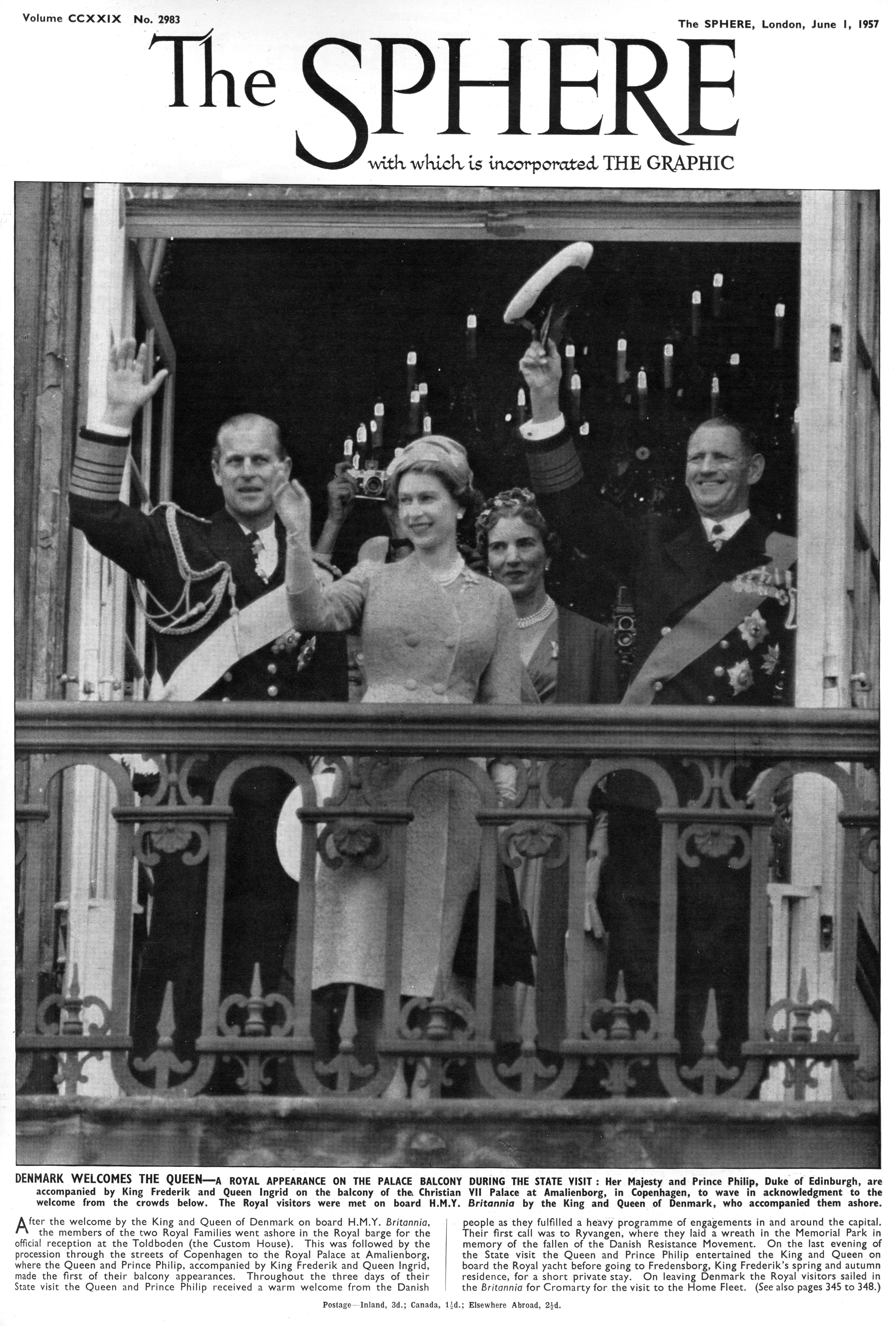 First Anniversary The Queen’s Death - A royal appearance on the Christian VII Palace balcony in Copenhagen, 1957