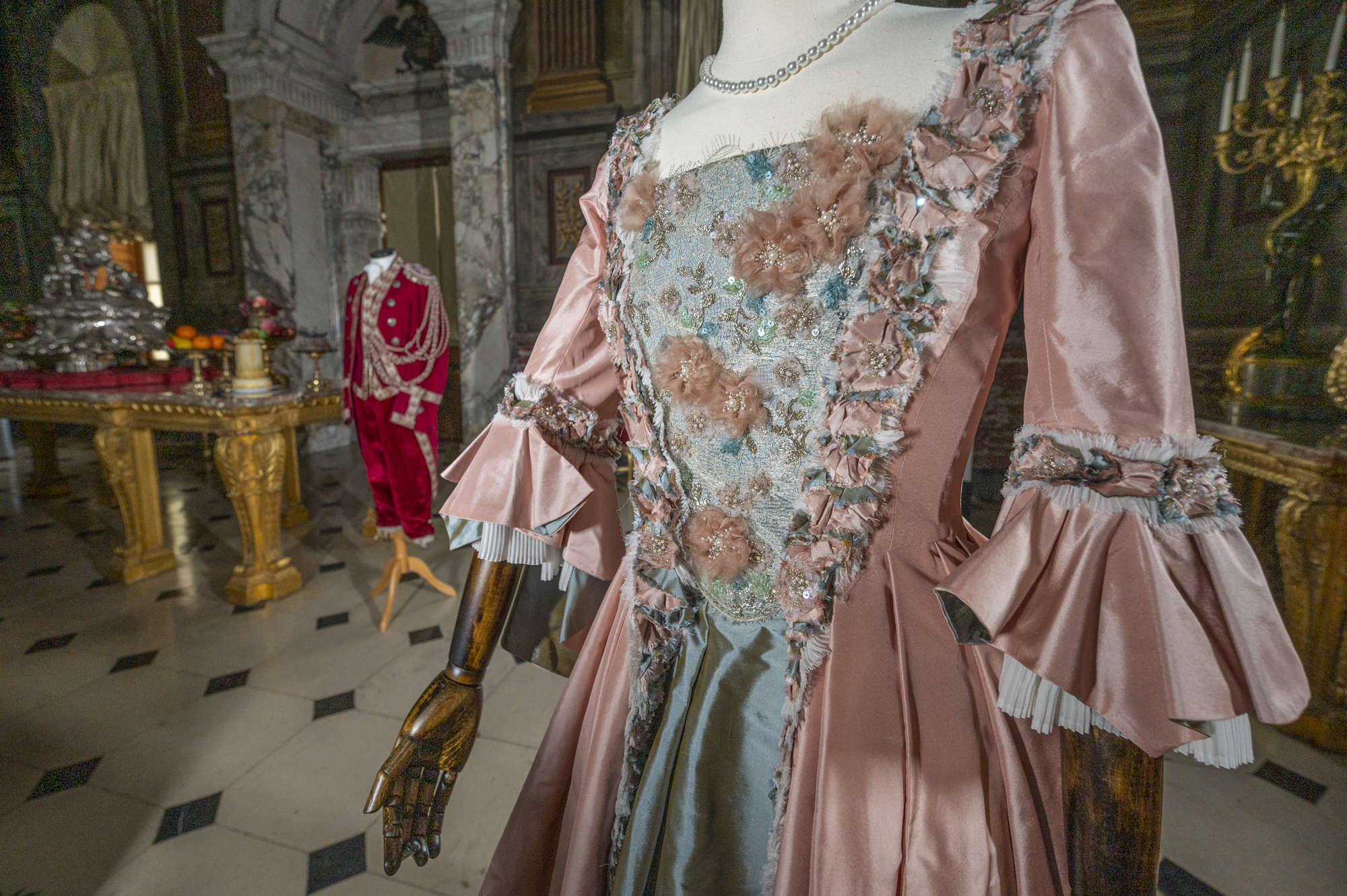 Bridgerton Ballgowns at Blenheim Palace - Green and peach bodice