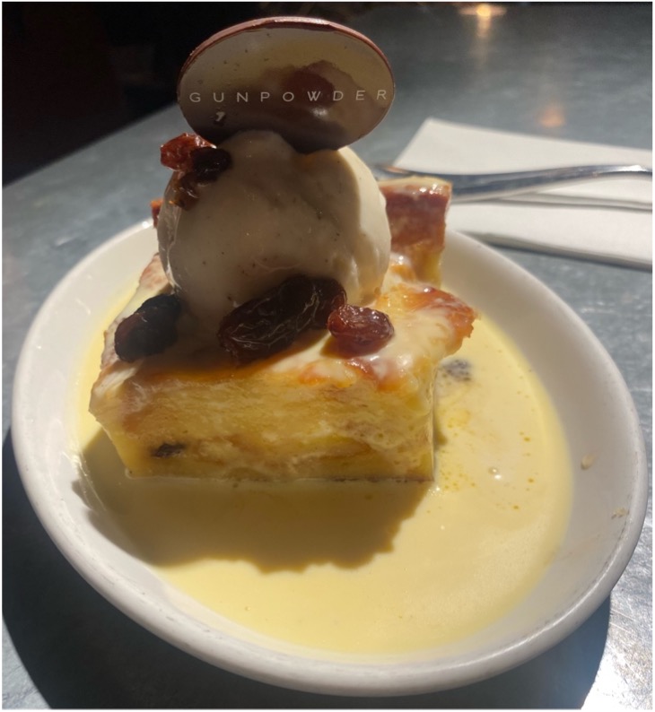 Gunpowder Restaurant Tower Bridge - Old Monk Rum Bread & Butter Pudding 