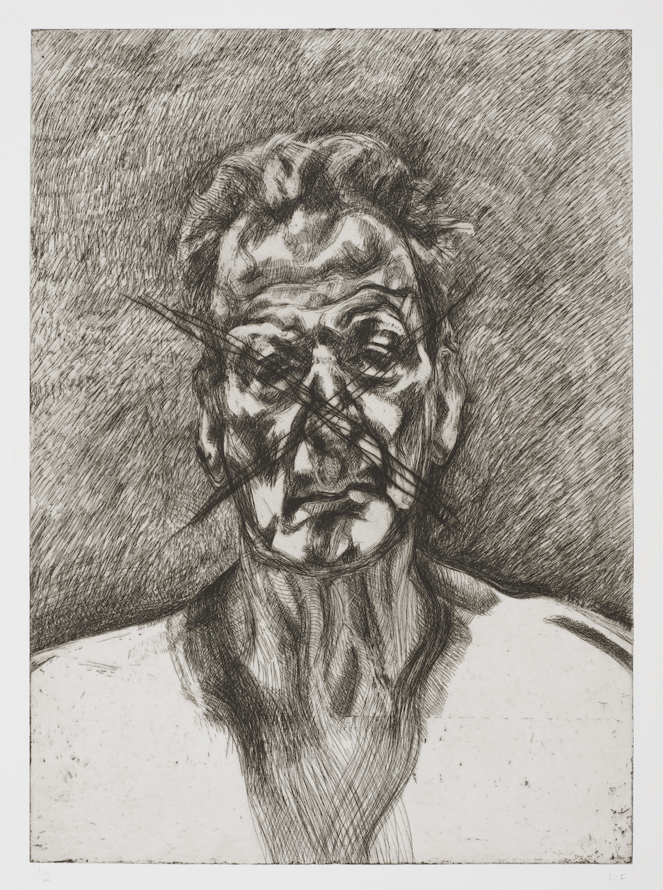 Lucian Freud's Etchings V&A - Cancellation proof self-portrait
