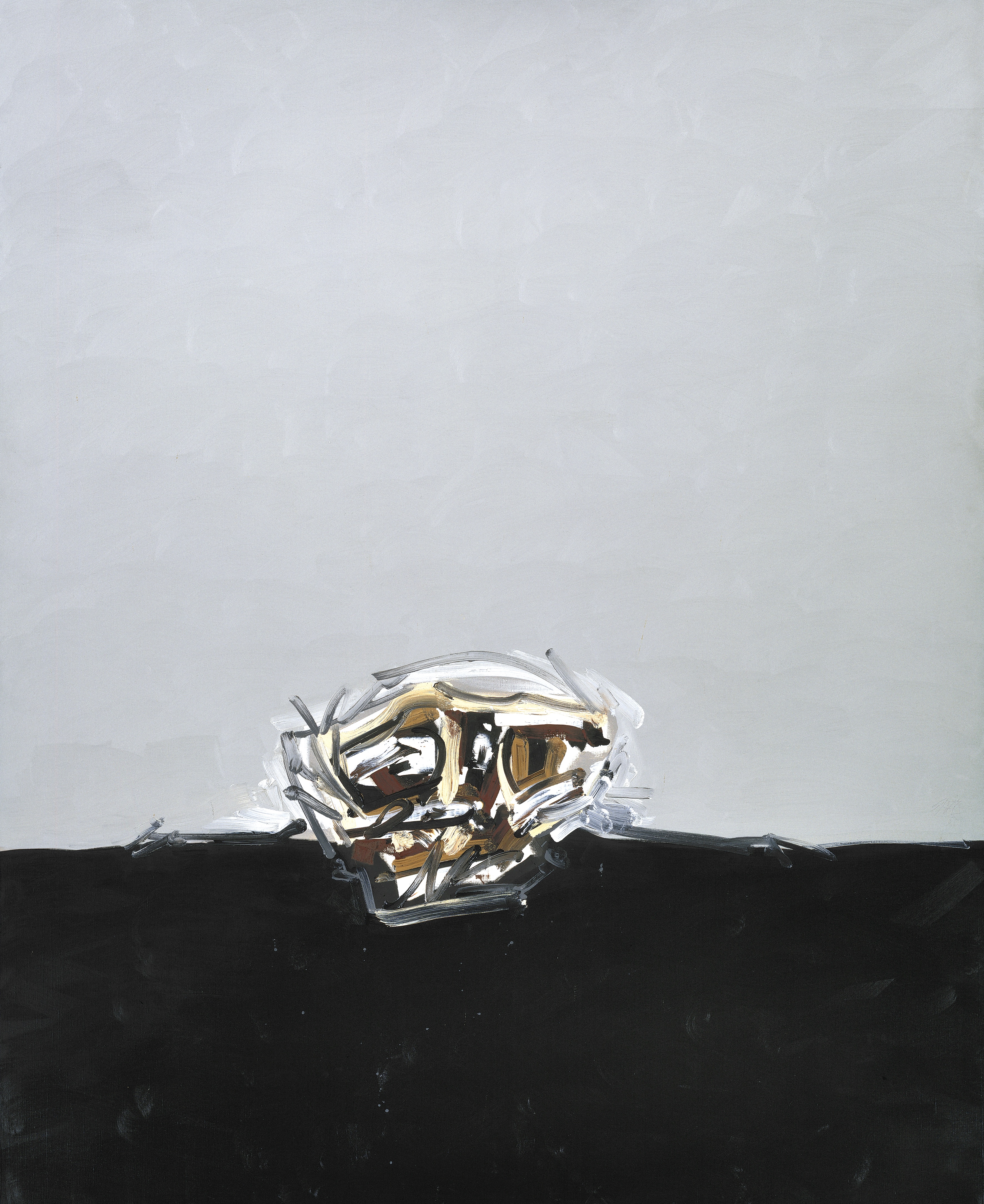 Le Chien de Goya, 1985 Antonio Saura - a face painted on a black ground