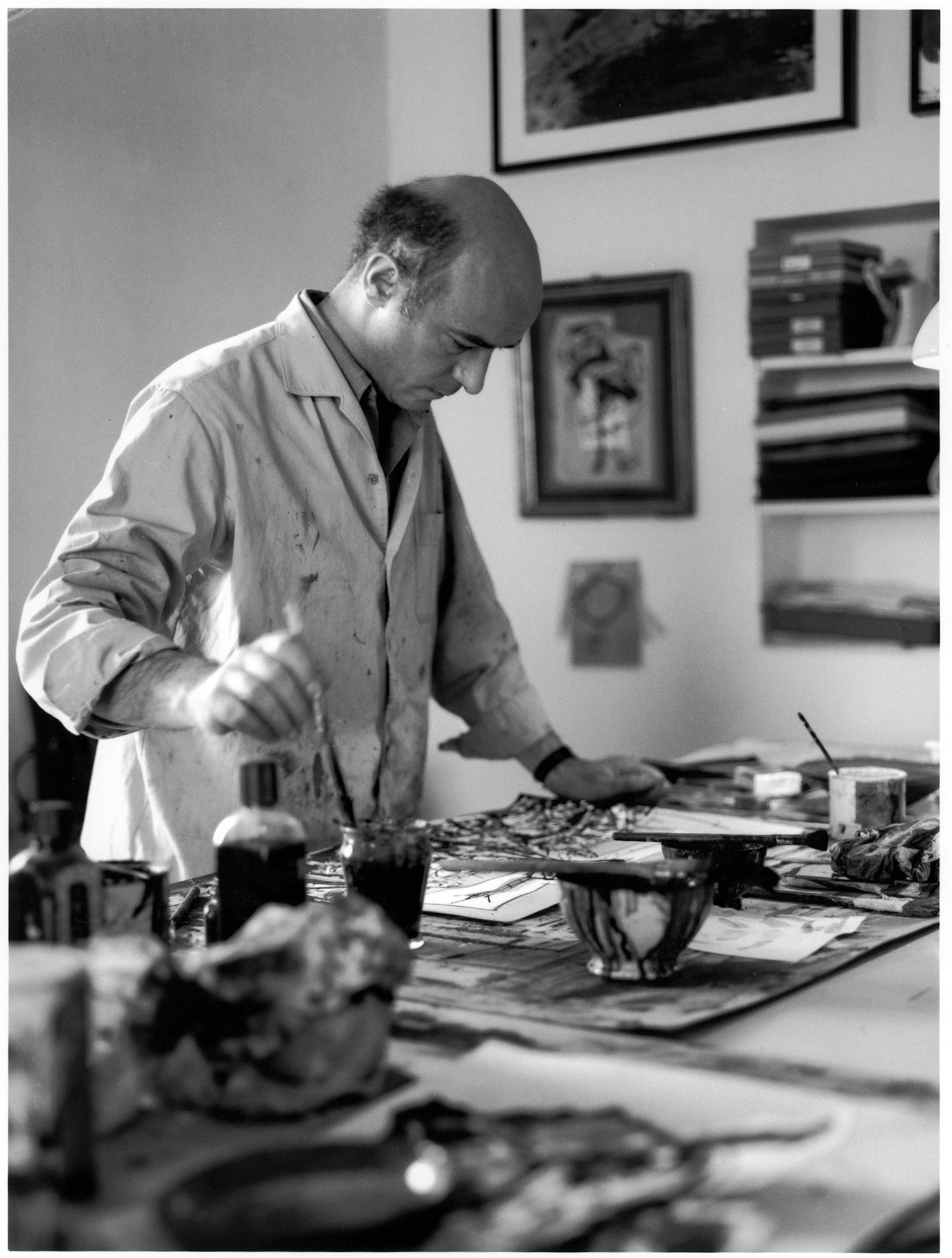 Antonio Saura photographed in Cuenca, Spain in 1971 © Jaume Blassi Antonio Saura - a painter at work in his studio