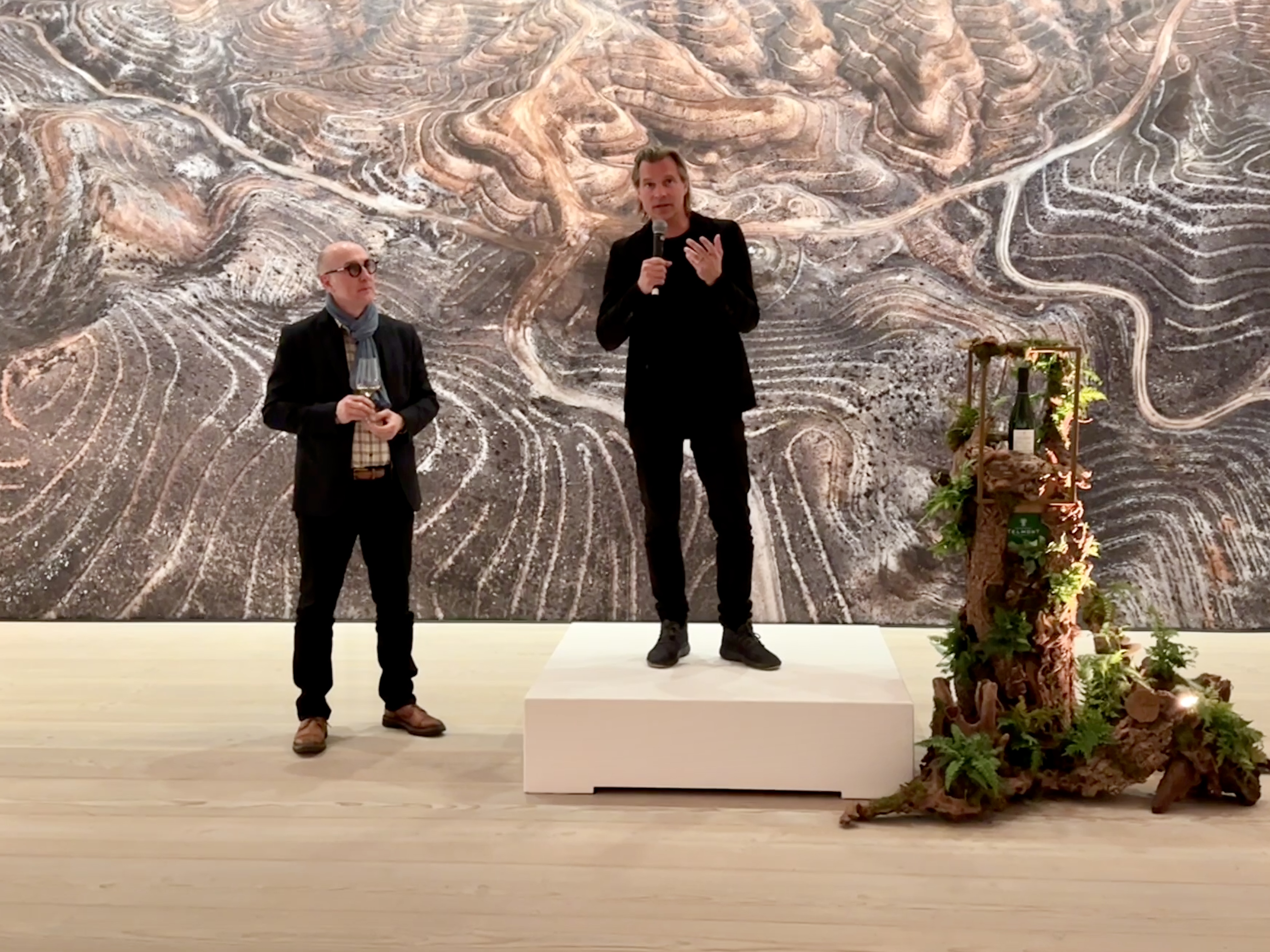Telmont Rèserve de la Terre Ludovic du Plessis, President Champagne Telmont, and cellar Master Bertrand L’Hôpital at Saatchi Gallery, London