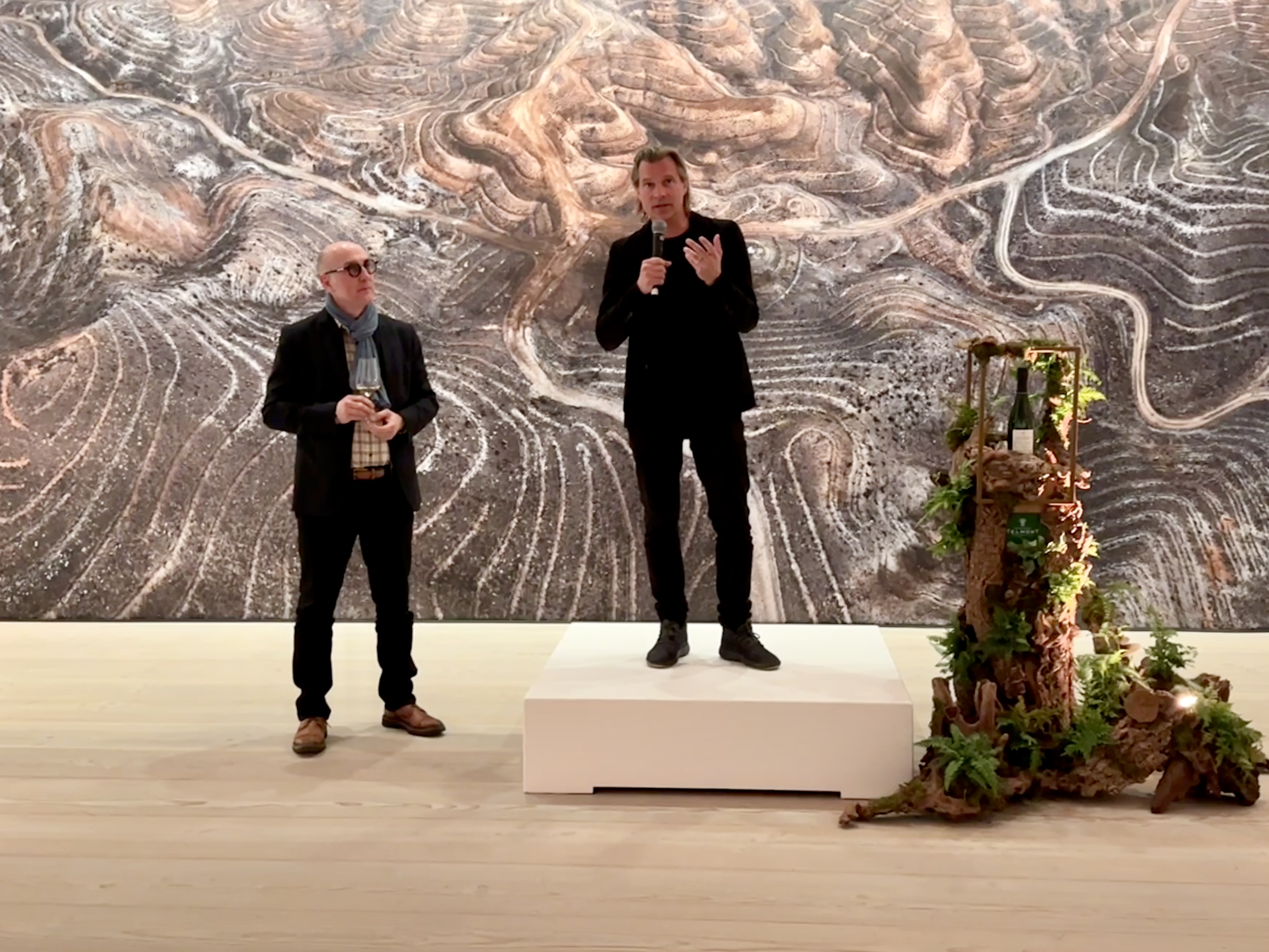 Telmont Rèserve de la Terre Ludovic du Plessis, President Champagne Telmont, and cellar Master Bertrand L’Hôpital at Saatchi Gallery, London 