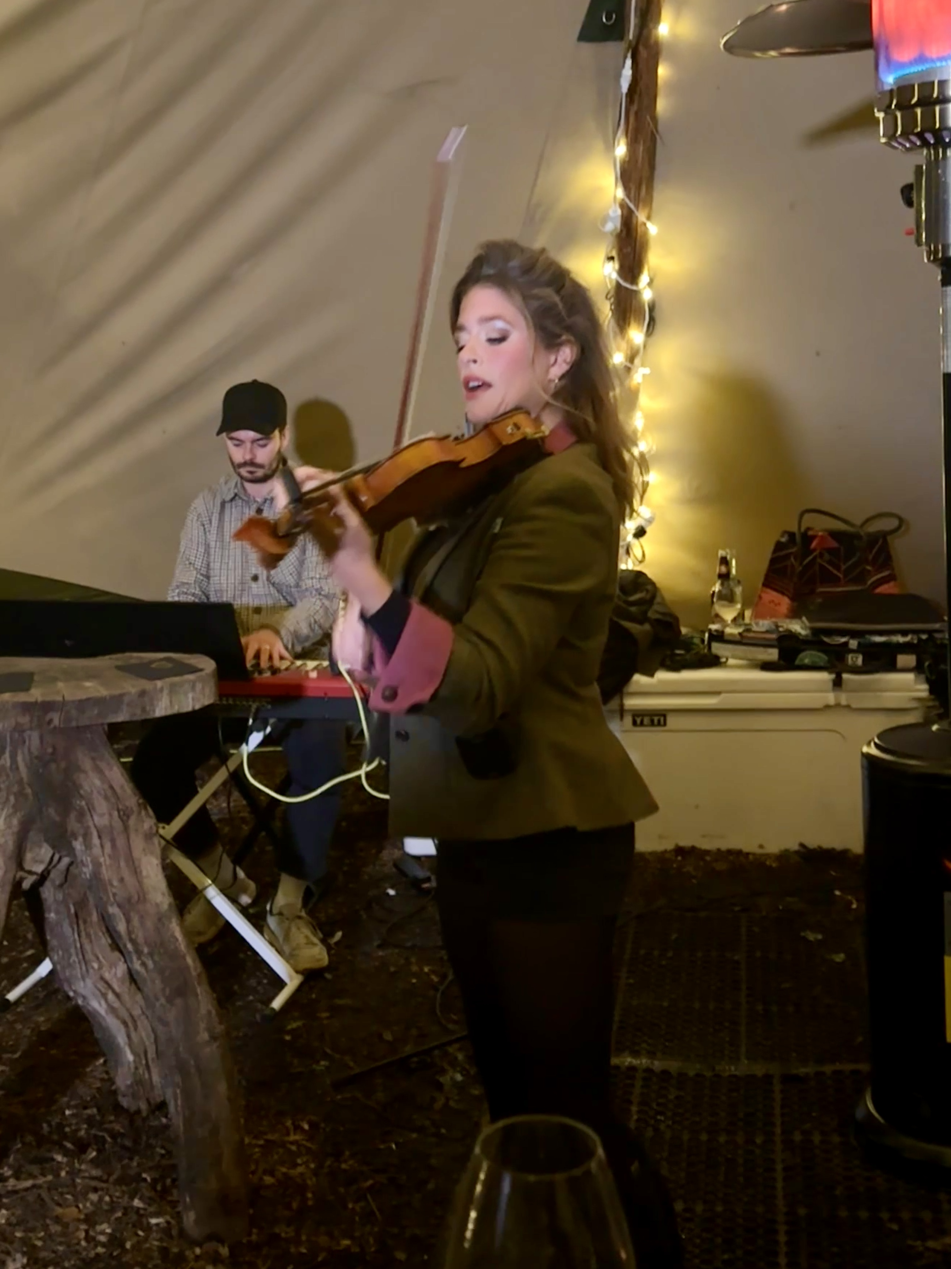 Violinist Lettice Rowbotham at Bollinger Grande Annee launch