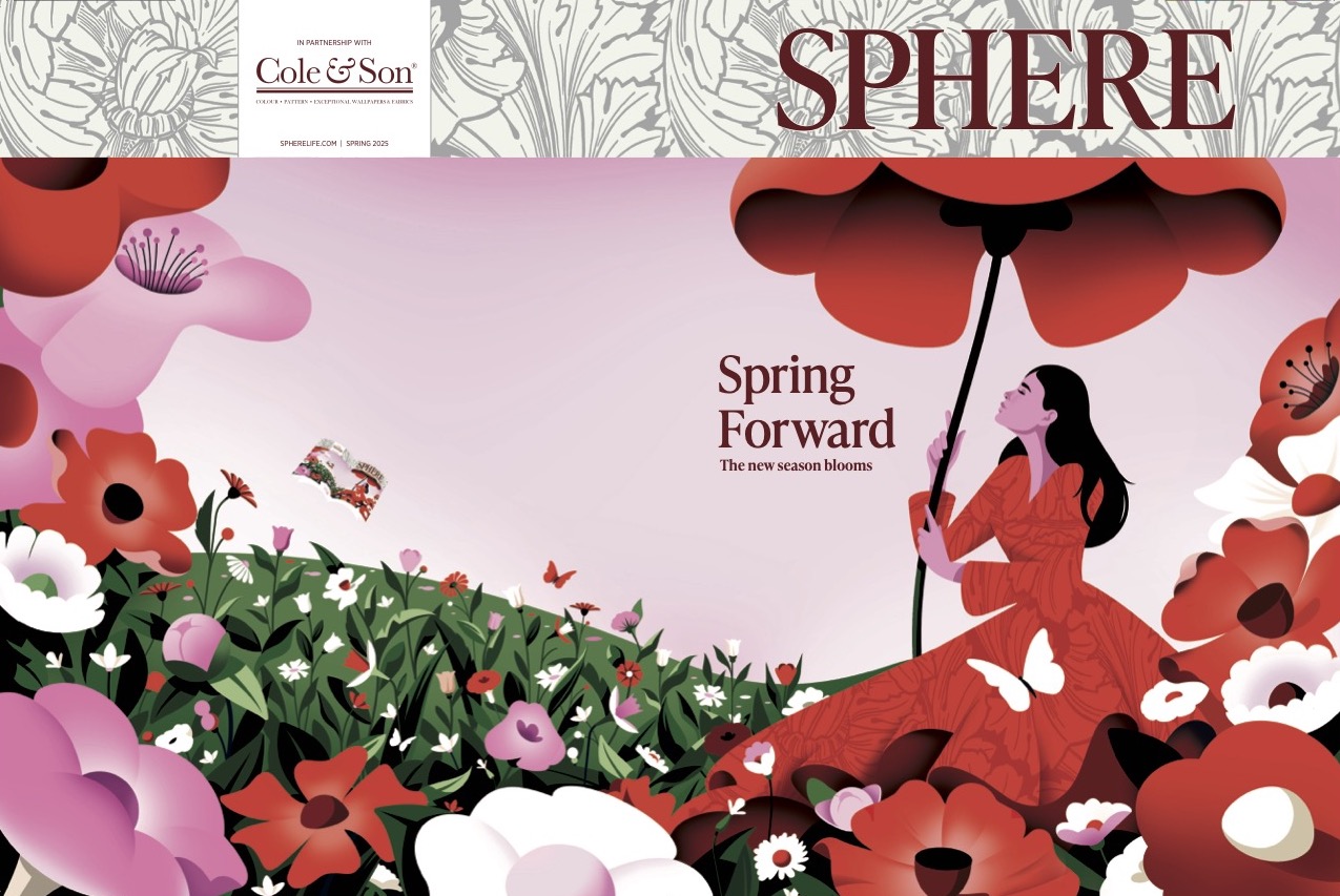 The full wraparound cover of the Cole & Son Edition of the SPHERE Spring Issue 2025.