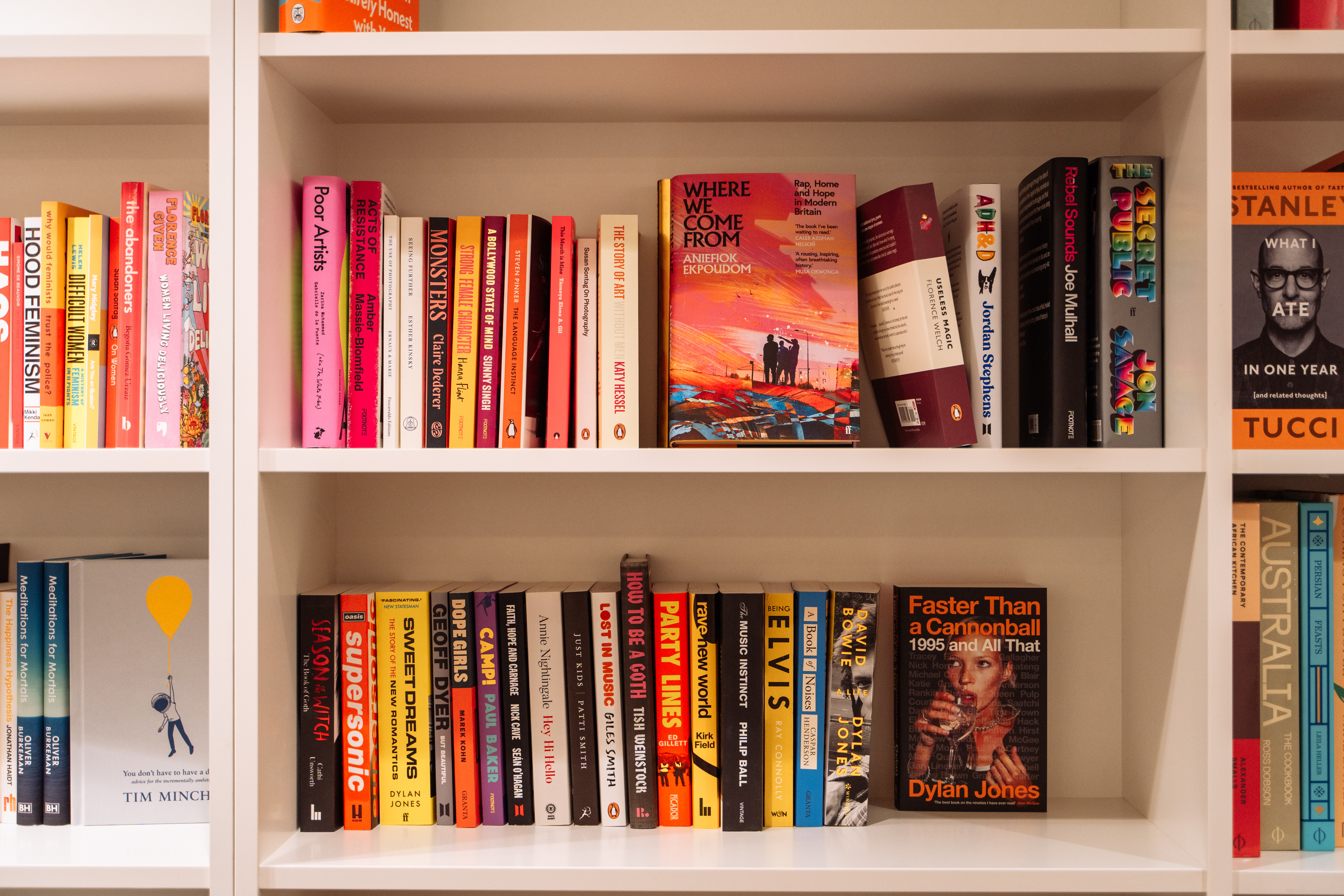 Luxury 24 Hours in Marylebone, a bookshelf filled with colourful books in various genres.