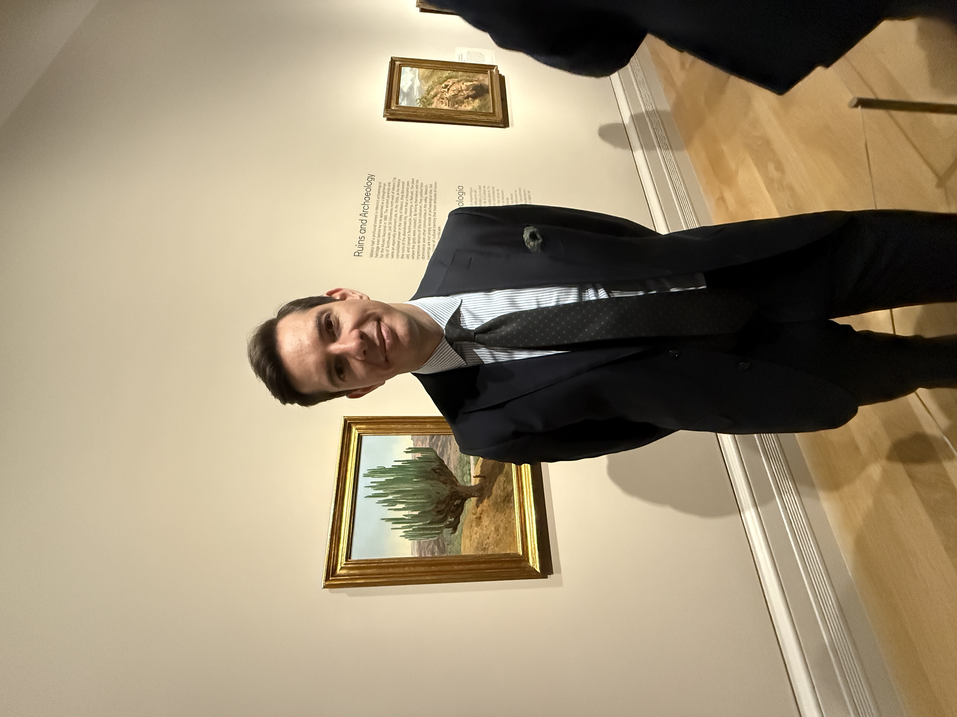 Daniel Sobrino Ralston pictured in the National Gallery co-curated José María Velasco 'A view of Mexico' exhibition.