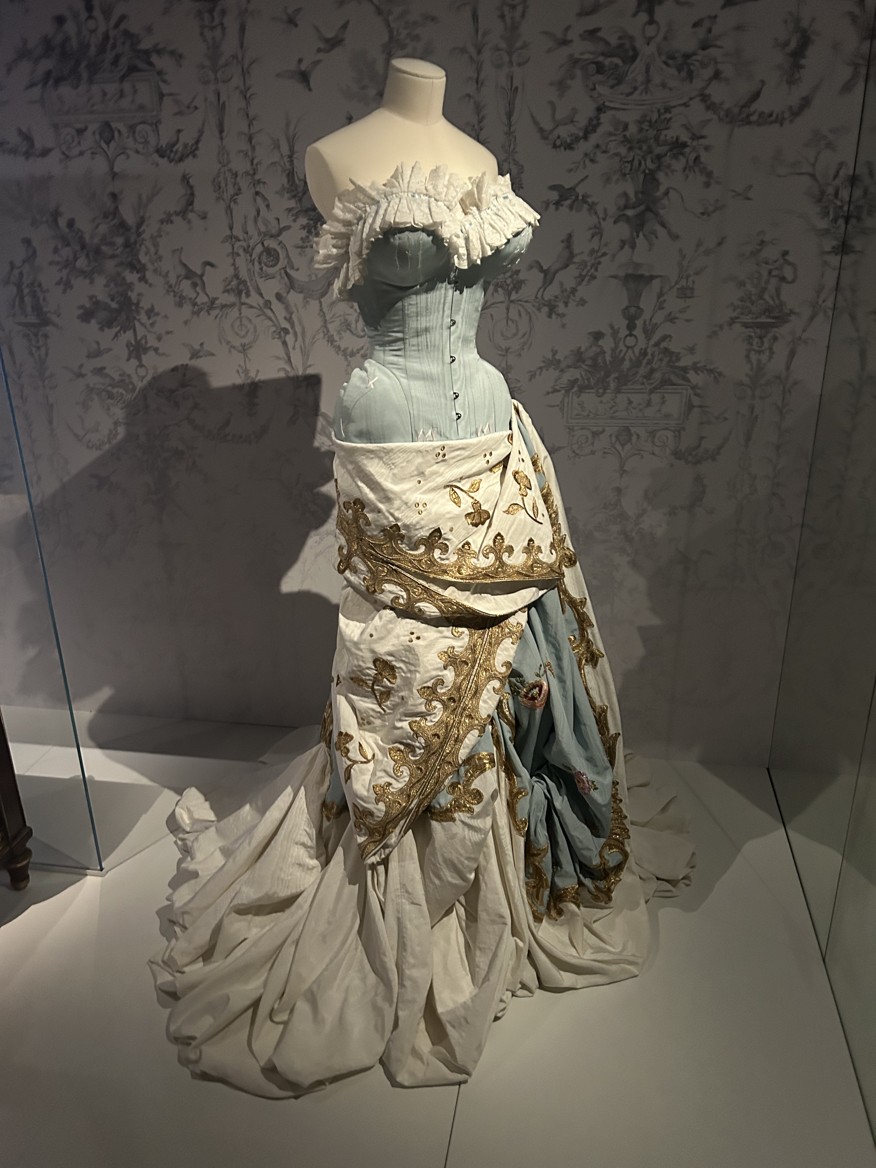 A Christian Dior dress designed by John Galliano in 2004 displayed at the Paris exhibition La Galerie Dior.