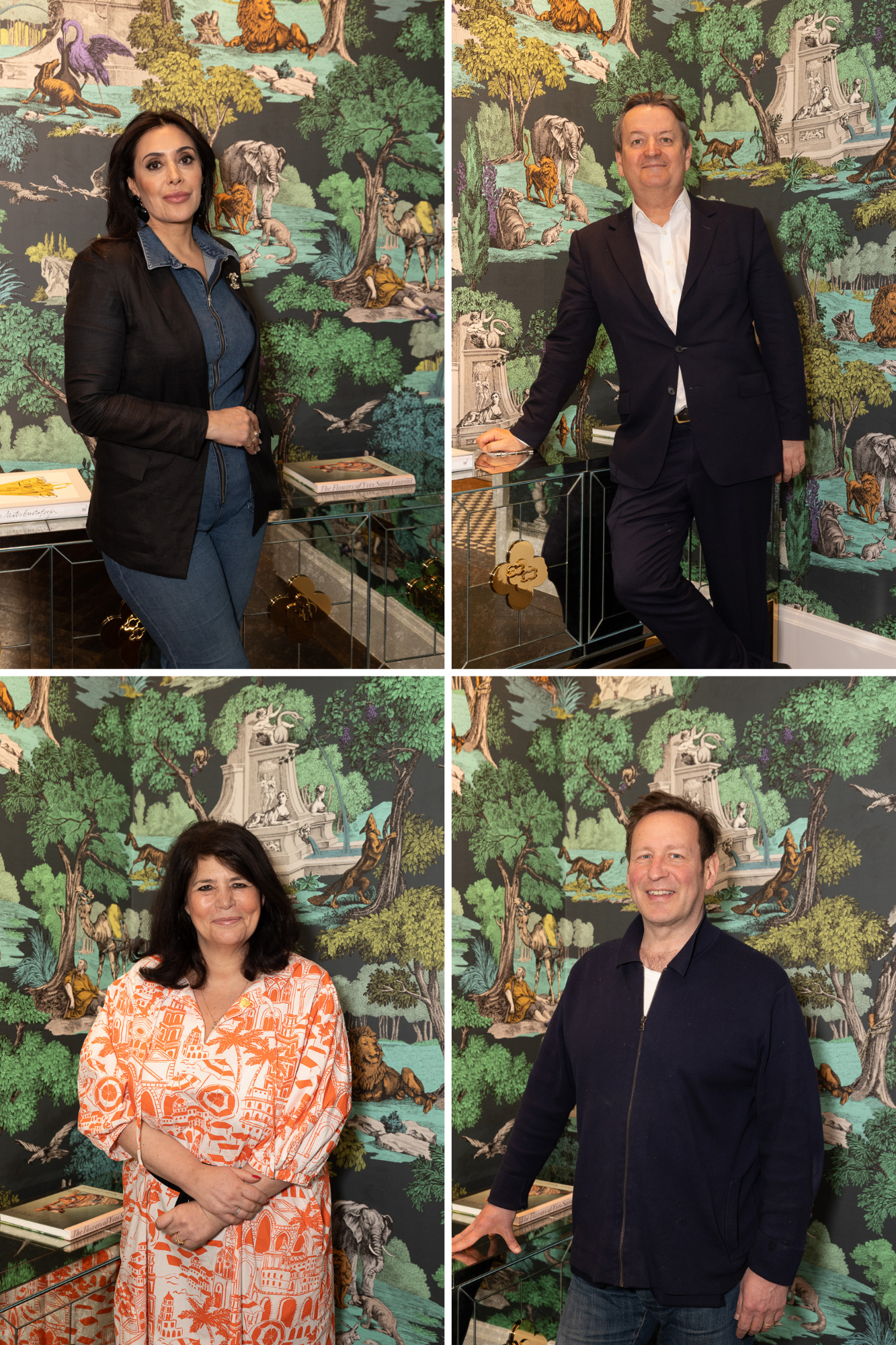 The four speakers of the Cole & Son Salon clockwise from top right: Marie Karlsson; Giles Kime; Lord (Ed) Vaizey; Deborah Pocock